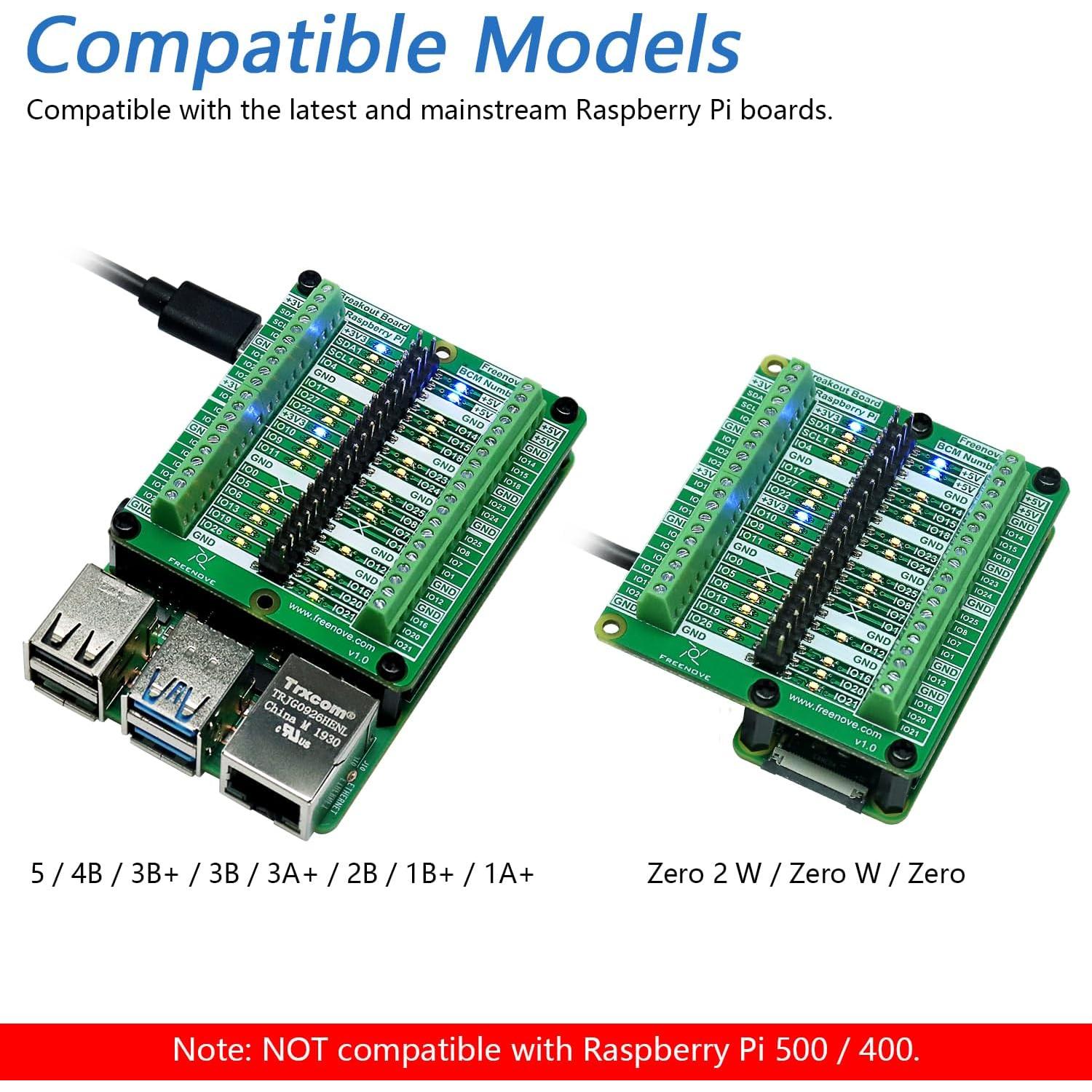 Placa de expansión Freenove para Raspberry Pi 5/4B/3B+