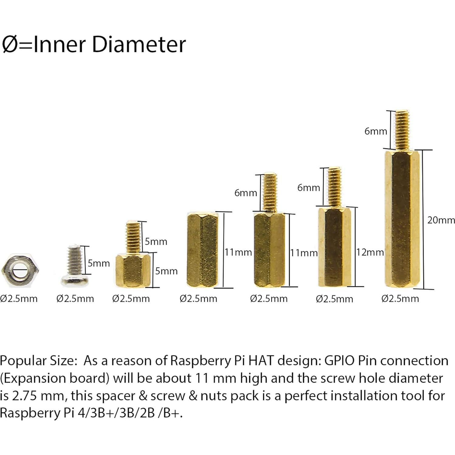 Geekworm Kit 100 Pcs Espaciadores M2.5 para Raspberry Pi