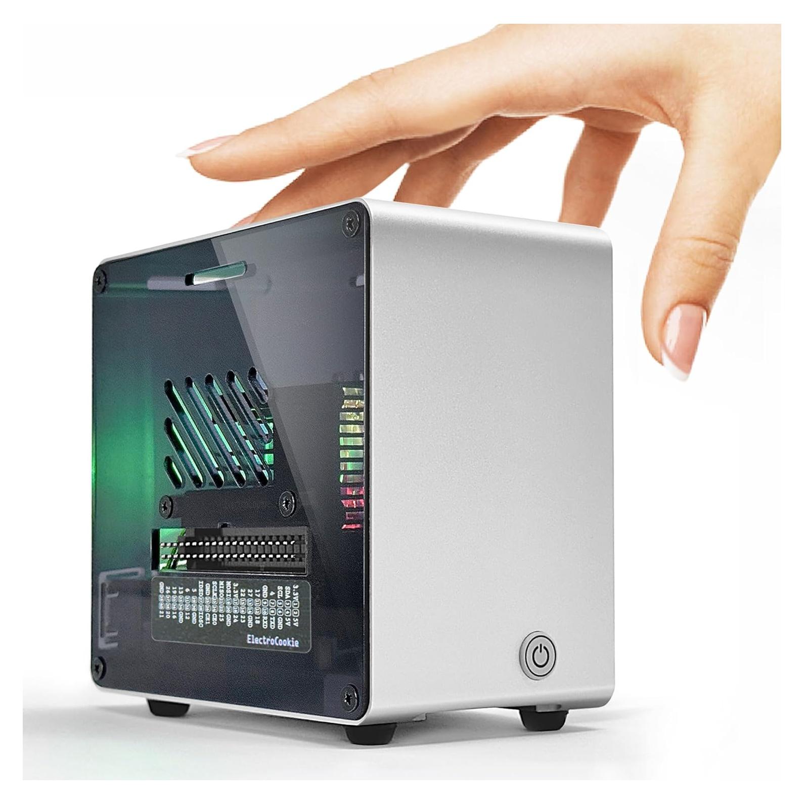 Caja Mini Torre Aluminio Raspberry Pi 5 ElectroCookie Plata