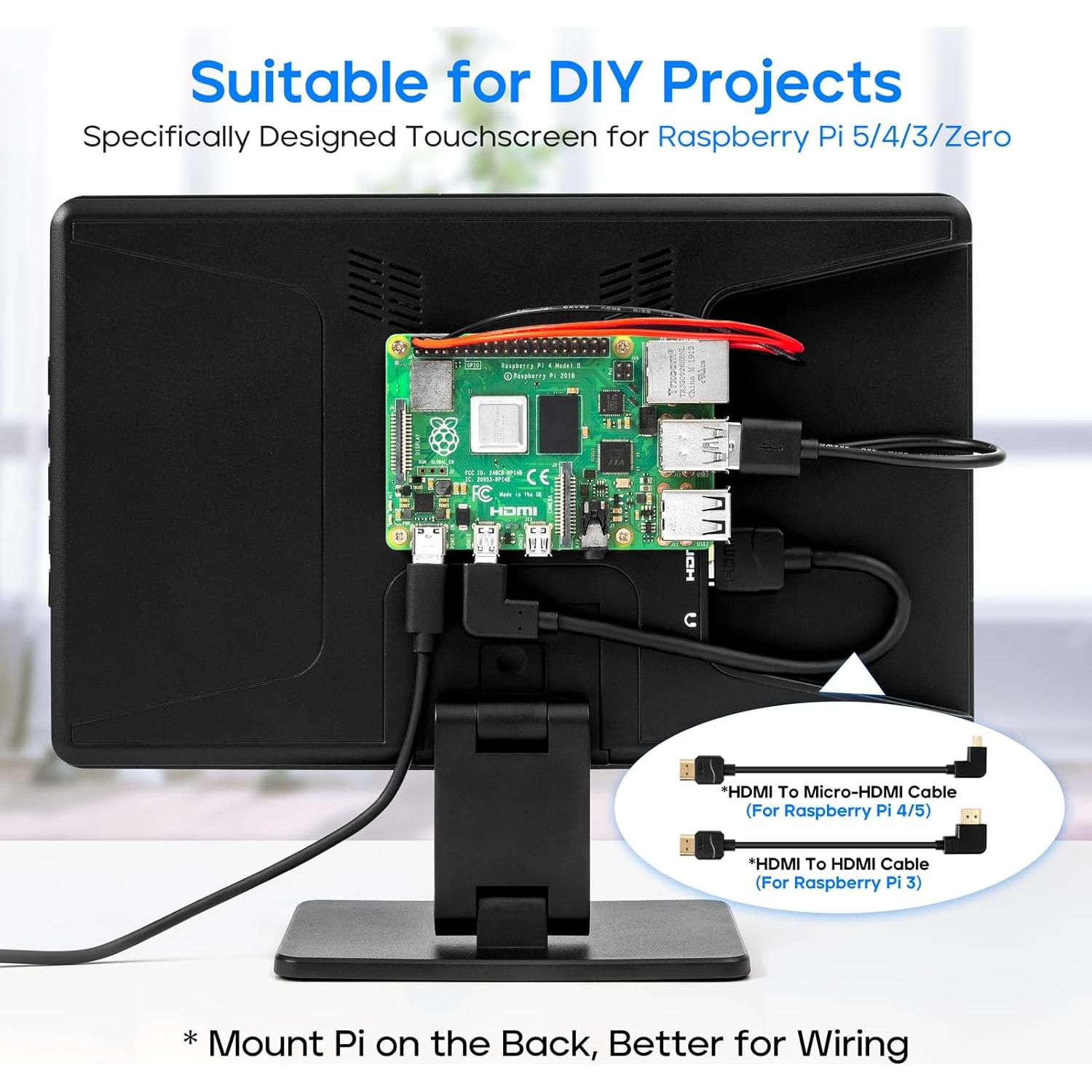 Monitor Táctil 10.1'' ROADOM FHD 1024x600 HDMI Raspberry Pi