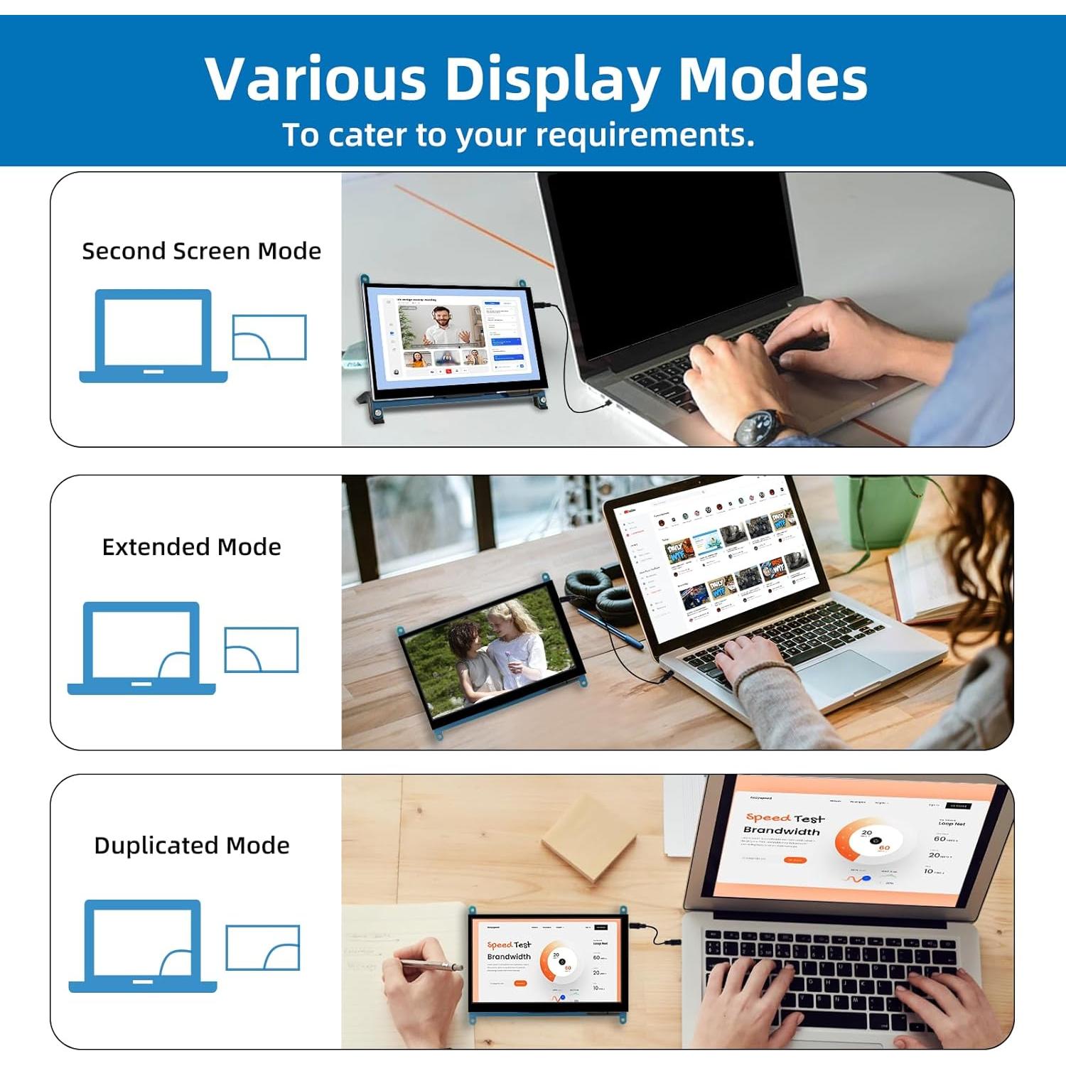 Pantalla Táctil LCD 7" iPistBit 1024x600 HDMI Raspberry Pi