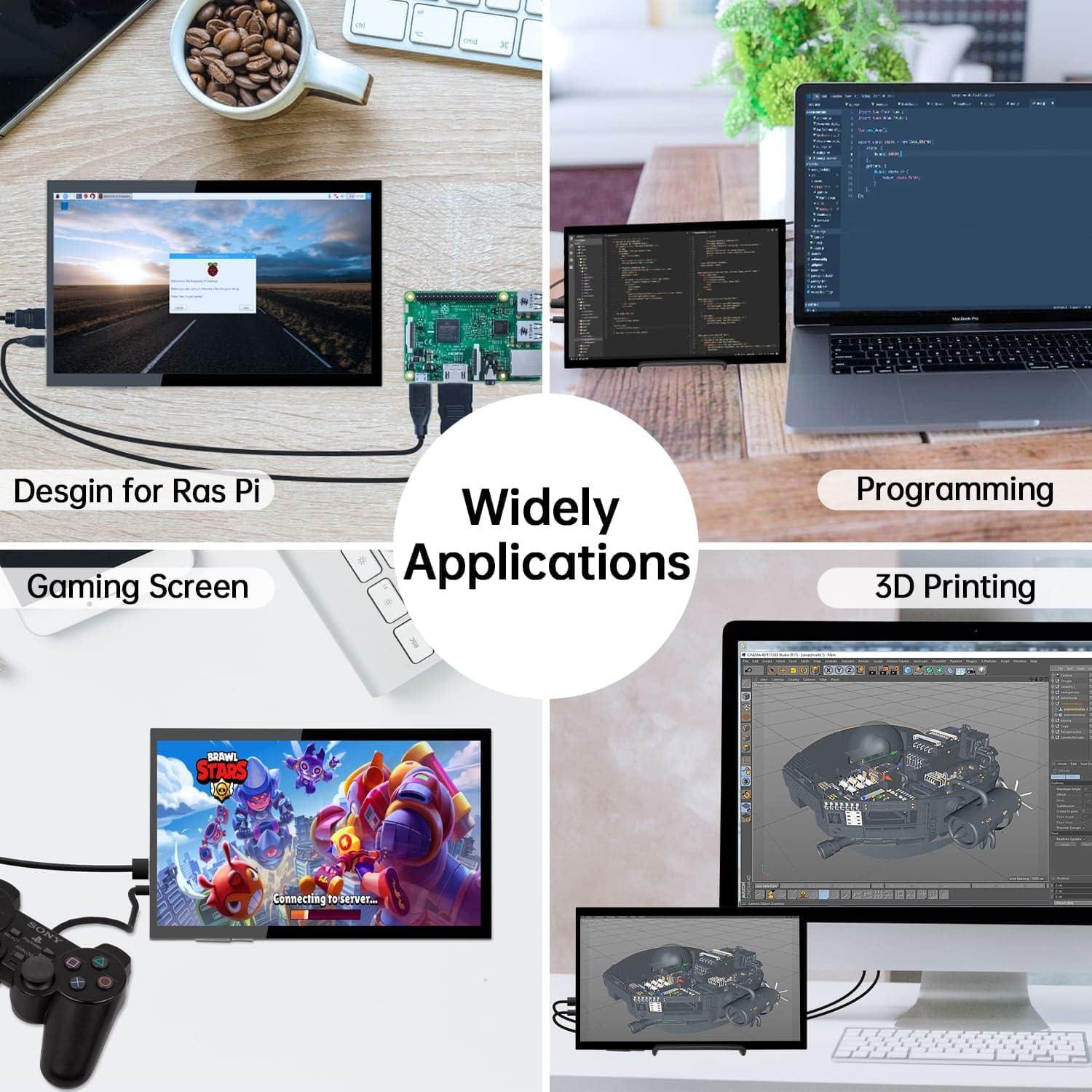 Monitor Táctil 10.1" HAMTYSAN 1024x600 HDMI Raspberry Pi