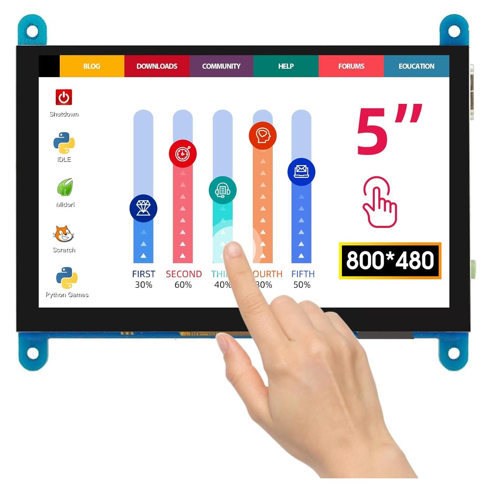 Monitor Táctil 5" Elecrow LCD 800x480 para Raspberry Pi