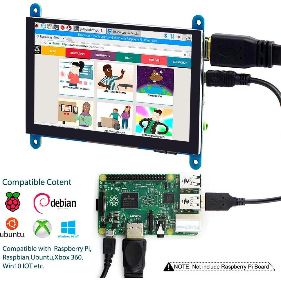 Monitor Táctil 5" Elecrow LCD 800x480 para Raspberry Pi