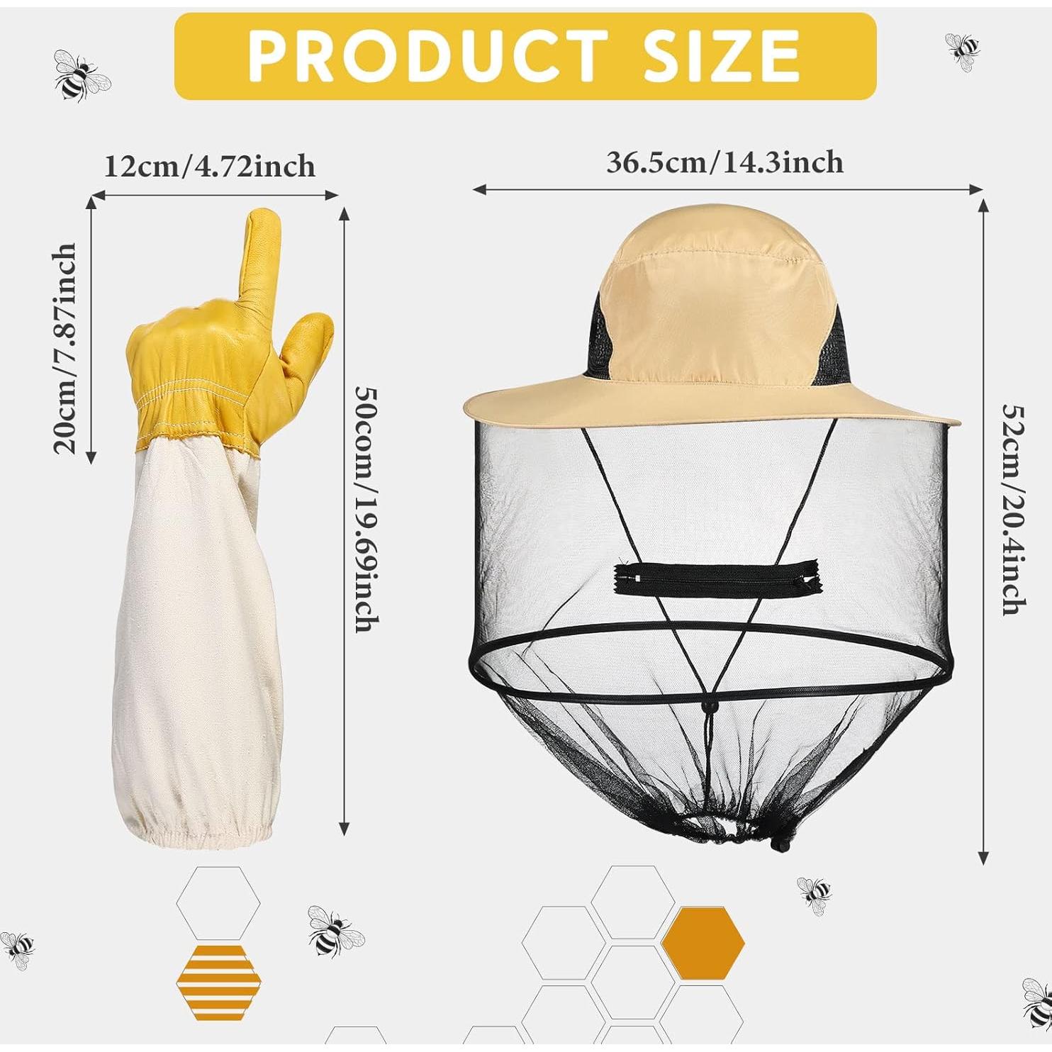 Conjunto Apicultura Newcotte 2 Guantes Cuero y 2 Sombreros