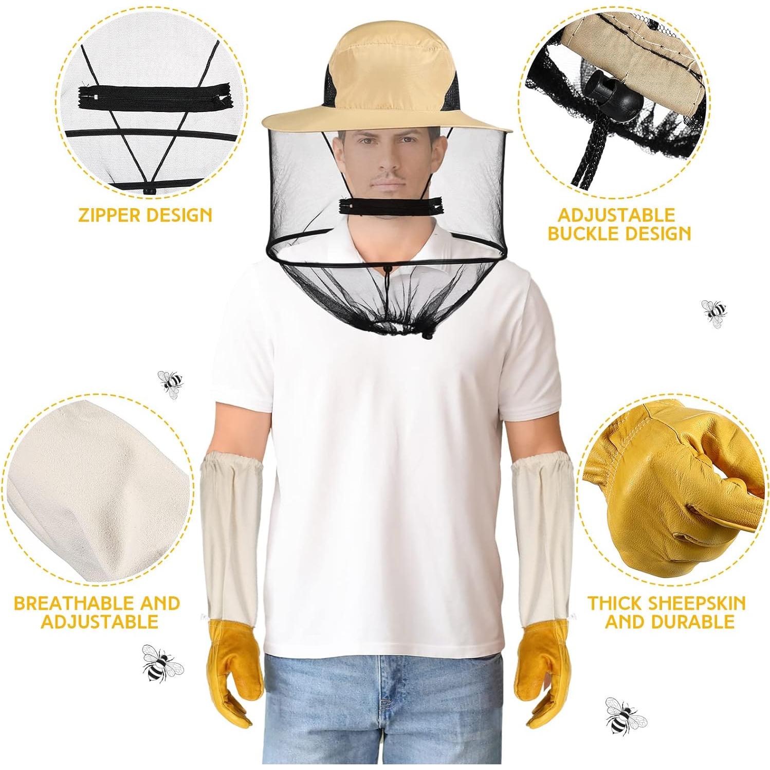 Conjunto Apicultura Newcotte 2 Guantes Cuero y 2 Sombreros