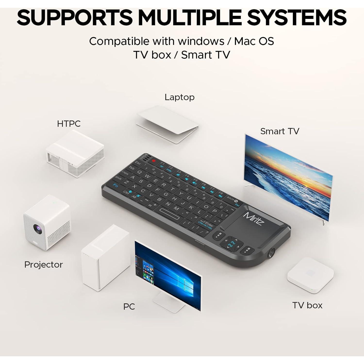 Teclado Mini Inalámbrico Miritz con Touchpad y USB-C