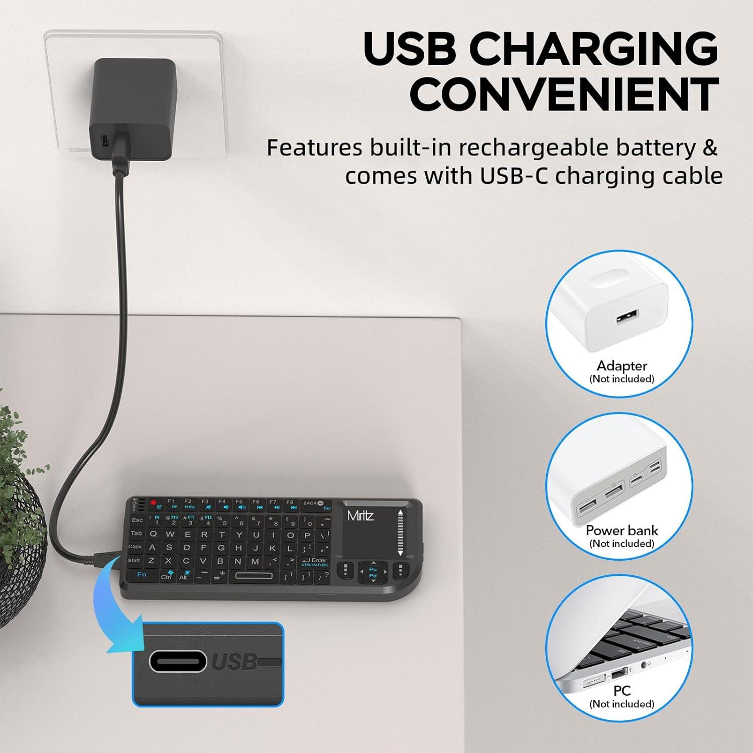 Teclado Mini Inalámbrico Miritz con Touchpad y USB-C