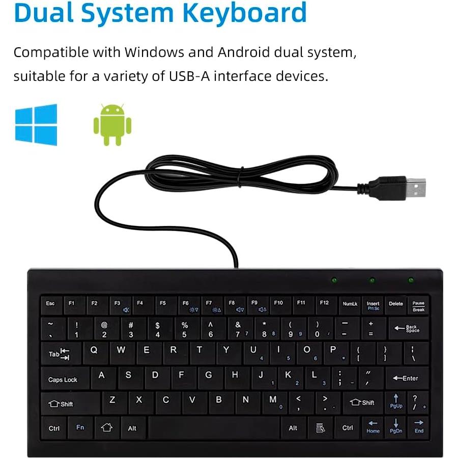 Teclado Mini CUQI USB 82 Teclas Compacto para PC y Android