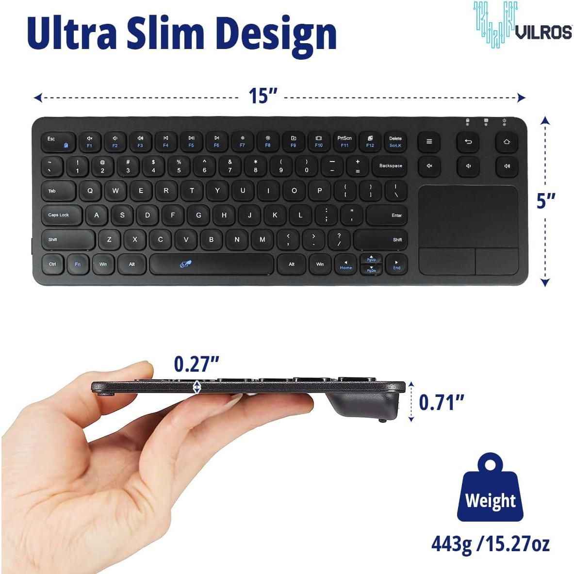 Teclado Inalámbrico y por Cable Vilros con Touchpad 2.4G