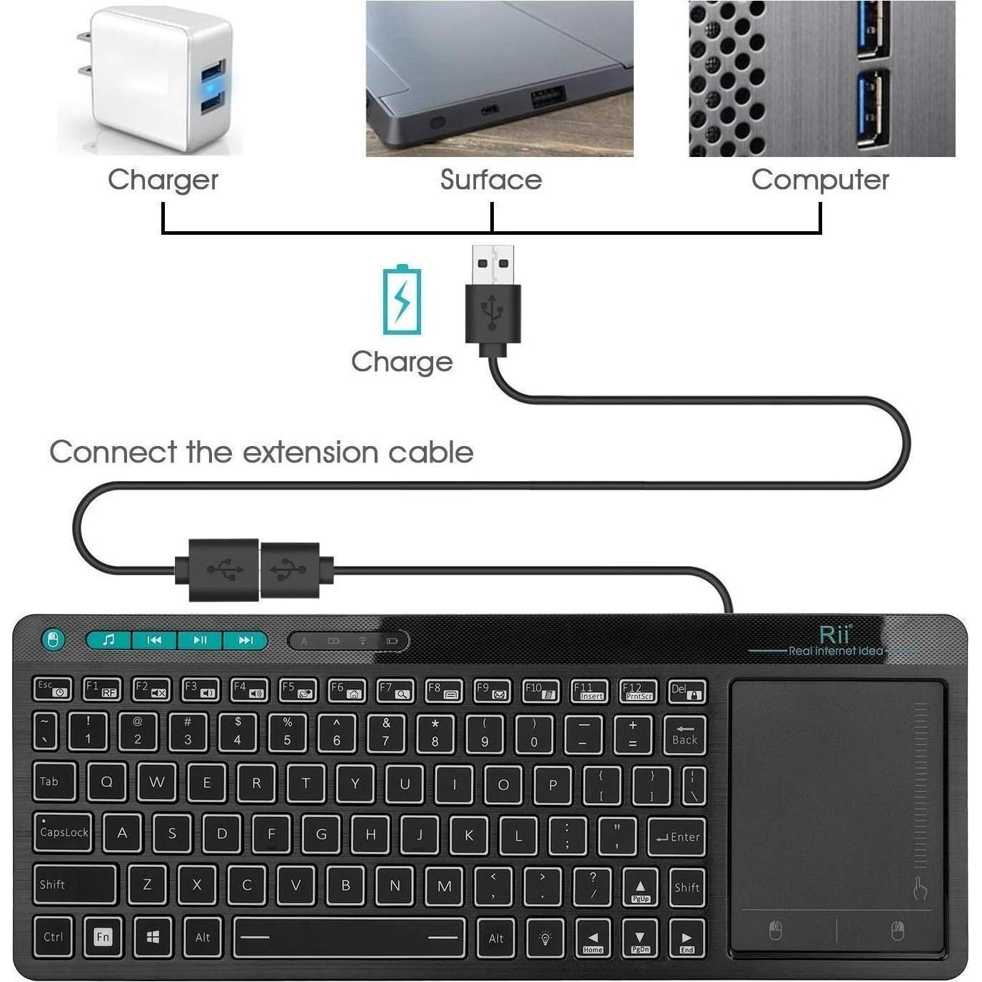 Teclado Inalámbrico Riitek K18 Plus Retroiluminado 3 Colores
