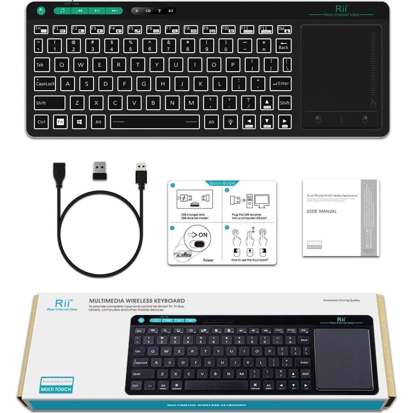 Teclado Inalámbrico Riitek K18 Plus Retroiluminado 3 Colores