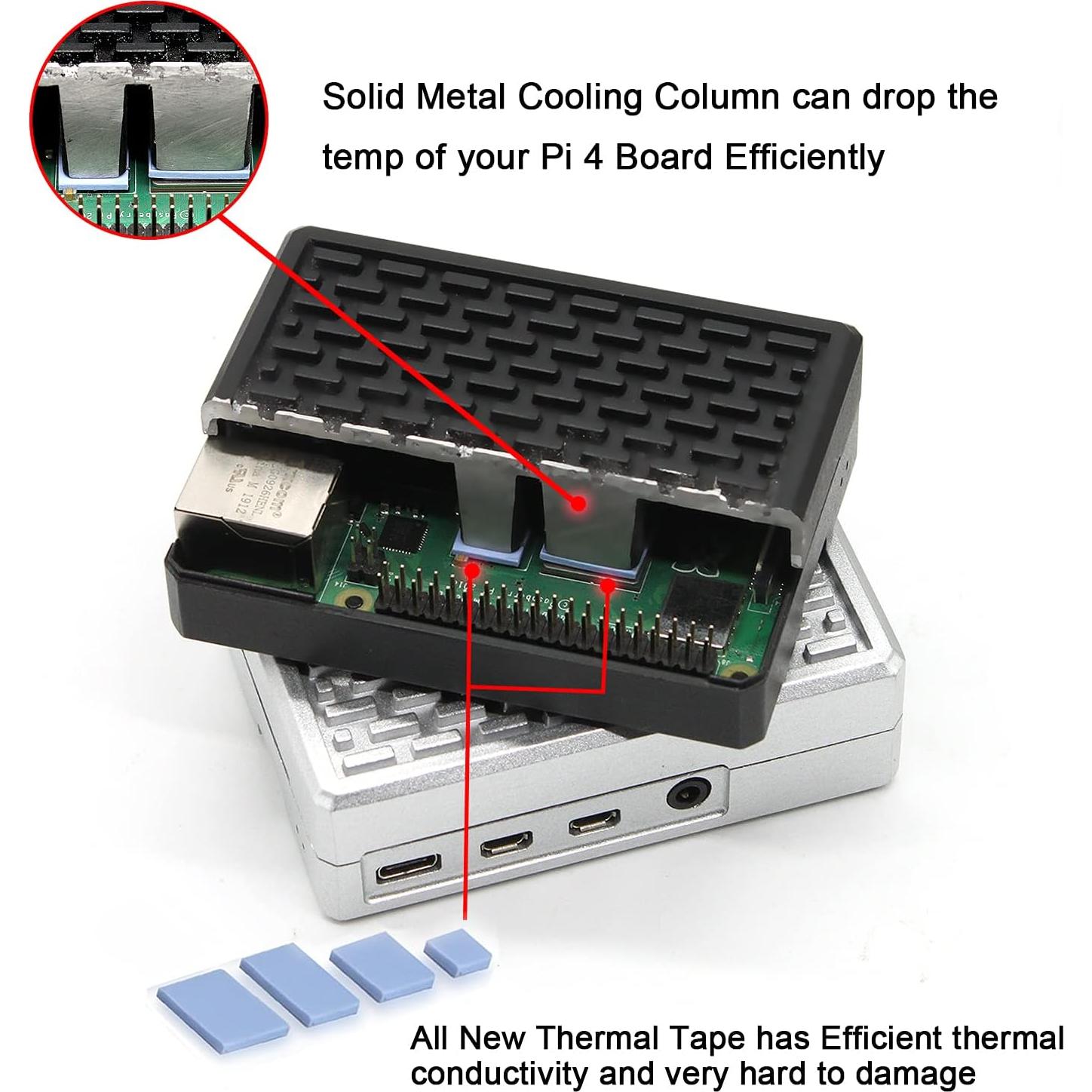 Caja de aluminio iUniker para Raspberry Pi 4 - Enfriador pasivo
