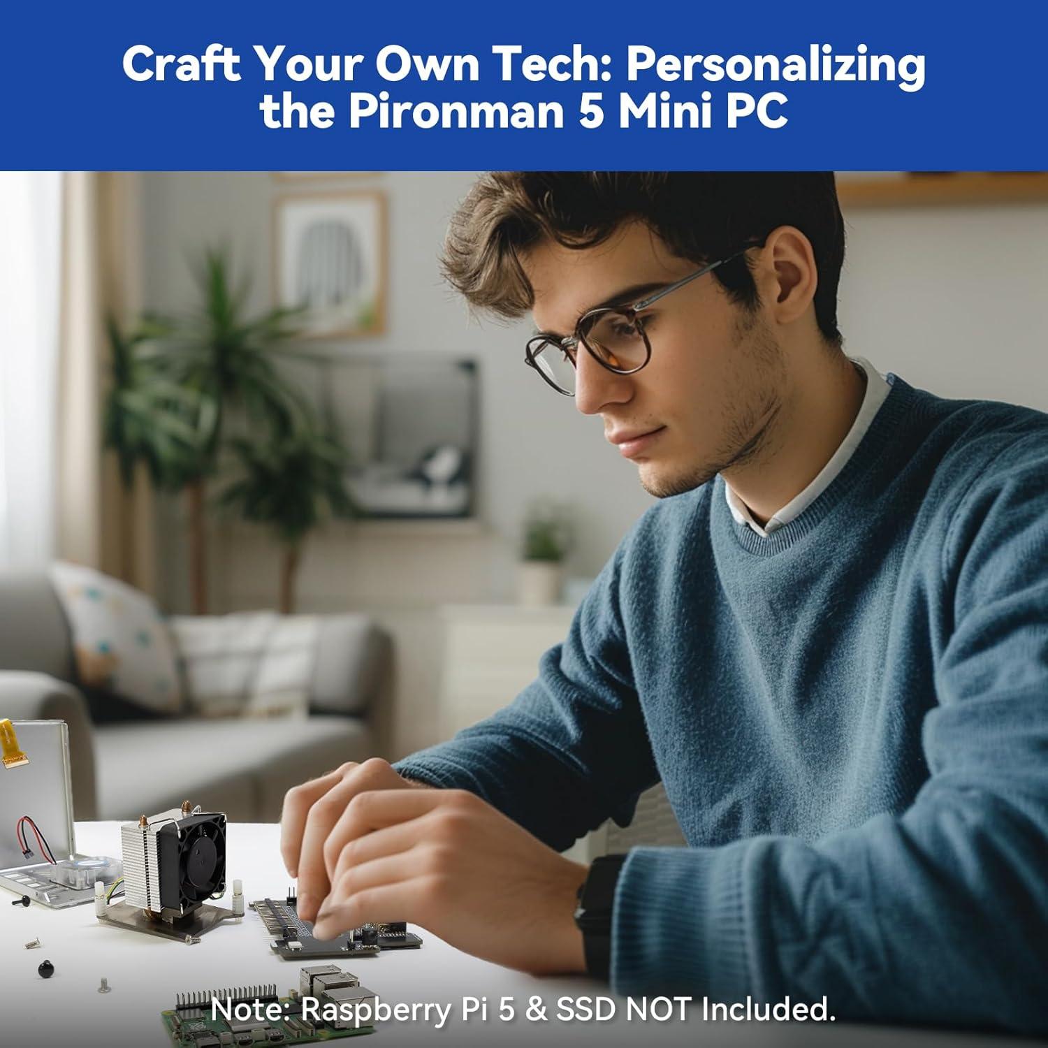Caja Mini PC Pironman 5 para Raspberry Pi 5 con SSD NVMe