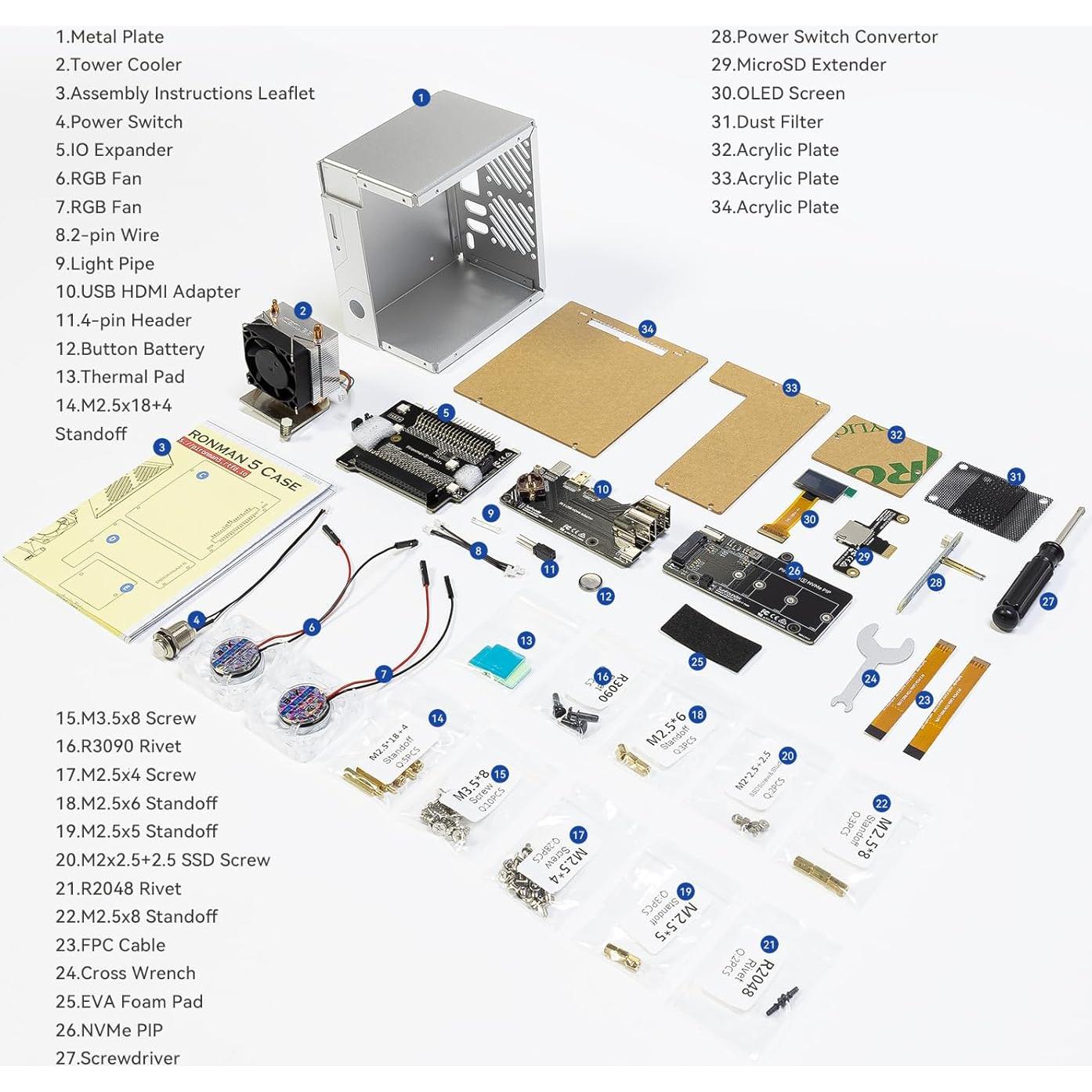 Caja Mini PC Pironman 5 para Raspberry Pi 5 con SSD NVMe