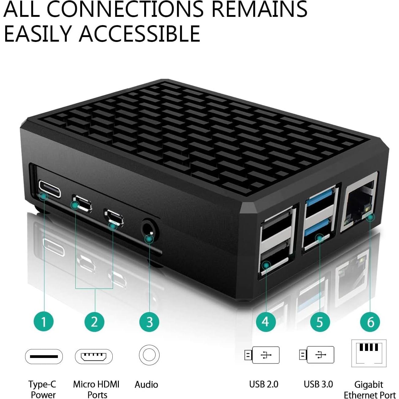 Caja de Aluminio Miuzei para Raspberry Pi 4 con Enfriamiento