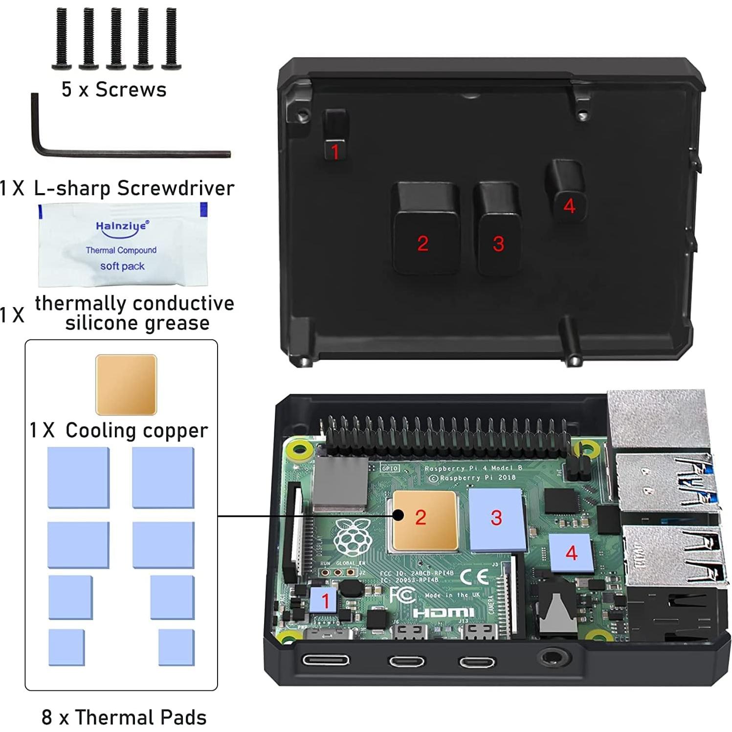 Caja de Aluminio Miuzei para Raspberry Pi 4 con Enfriamiento