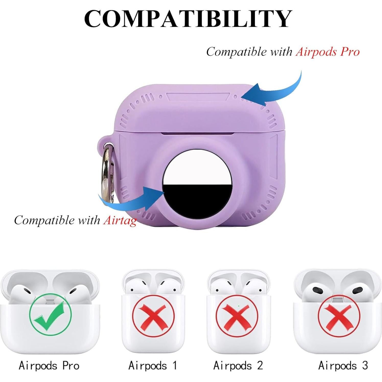 Funda Protectora 2 en 1 Silicona para AirPods Pro 2 y AirTag Morado