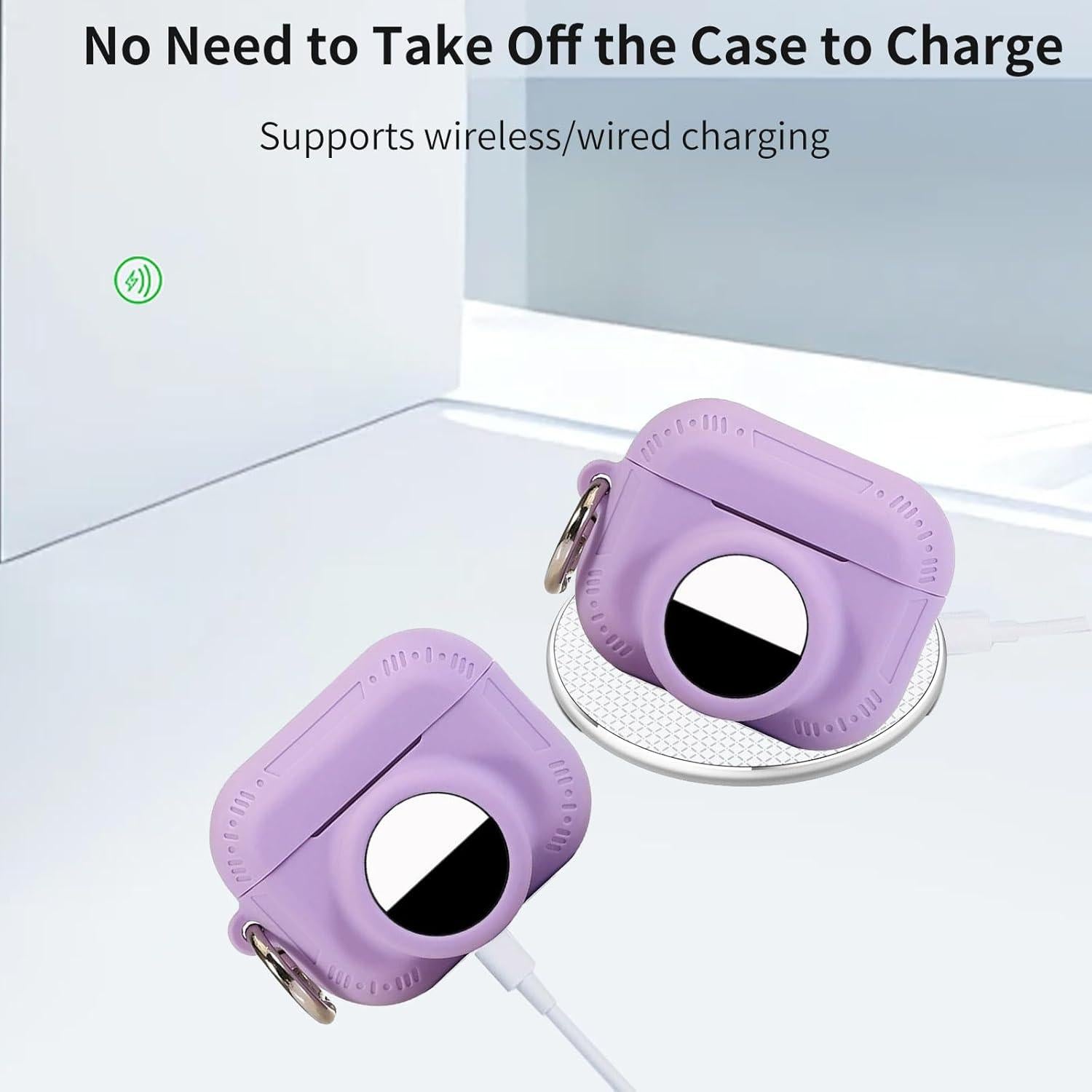 Funda Protectora 2 en 1 Silicona para AirPods Pro 2 y AirTag Morado