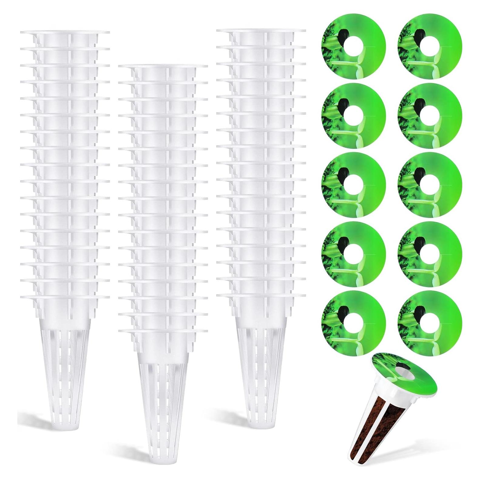 Cunhill Kit Hidropónico 100 Piezas Cestas y Etiquetas Blancas