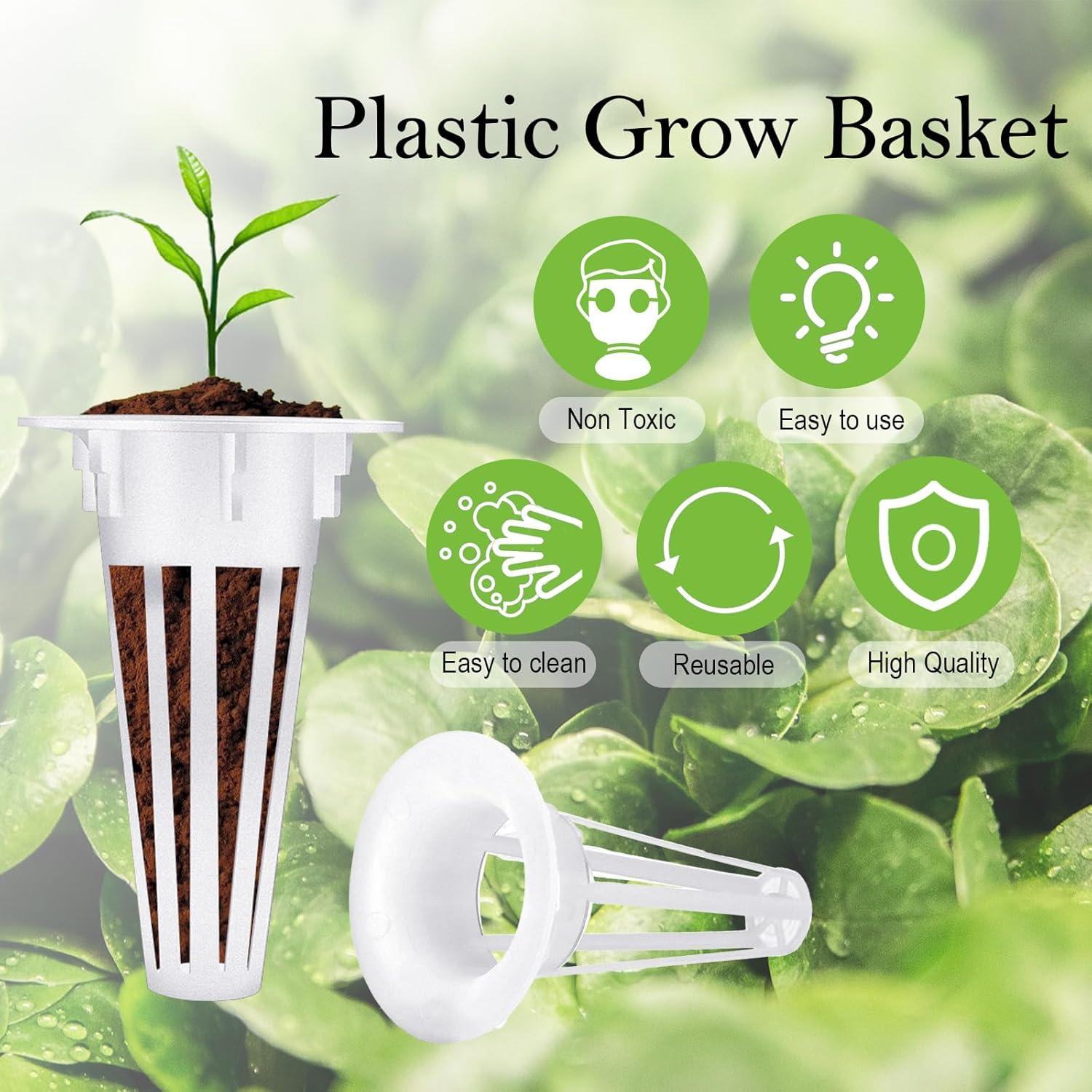 Cunhill Kit Hidropónico 100 Piezas Cestas y Etiquetas Blancas