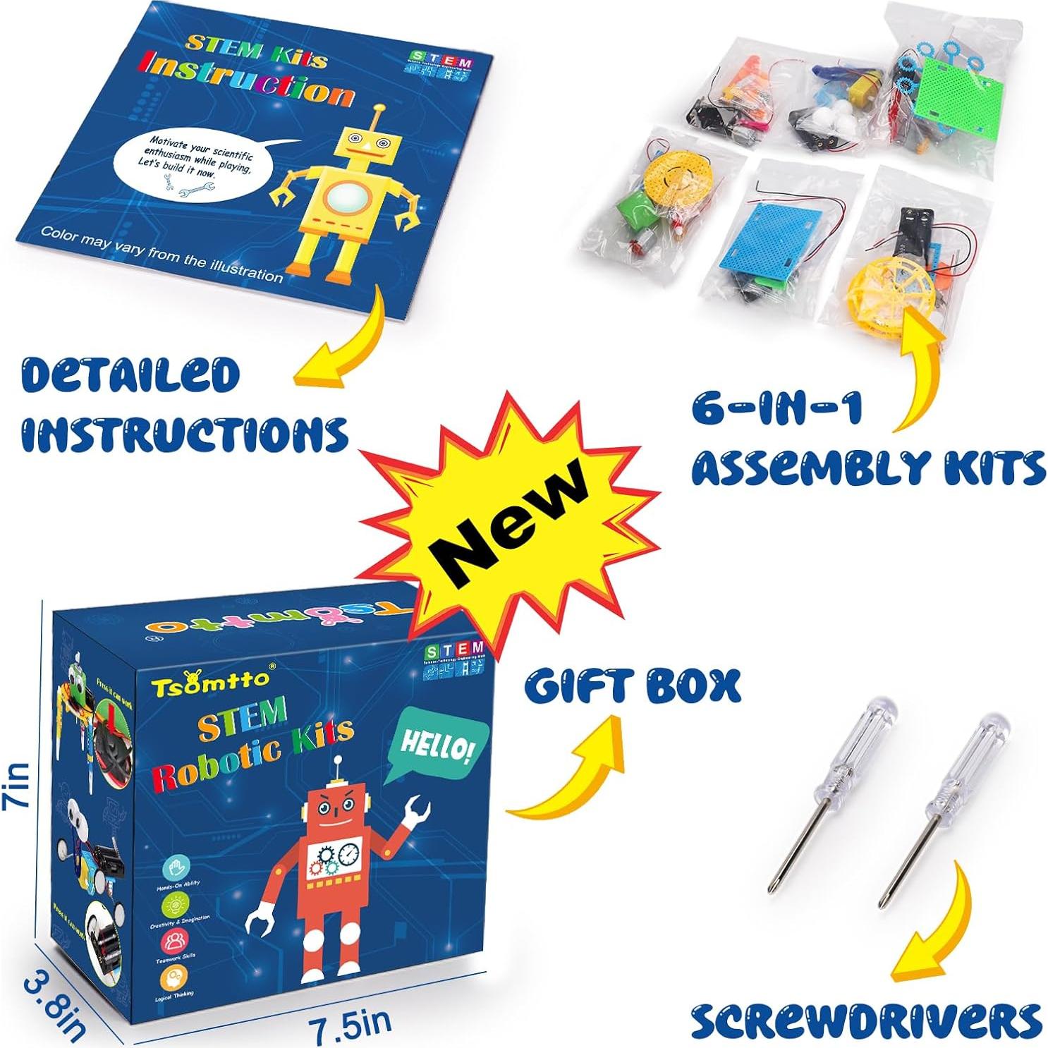 Kit de Robótica STEM Tsomtto 6 Experimentos para Niños 8+
