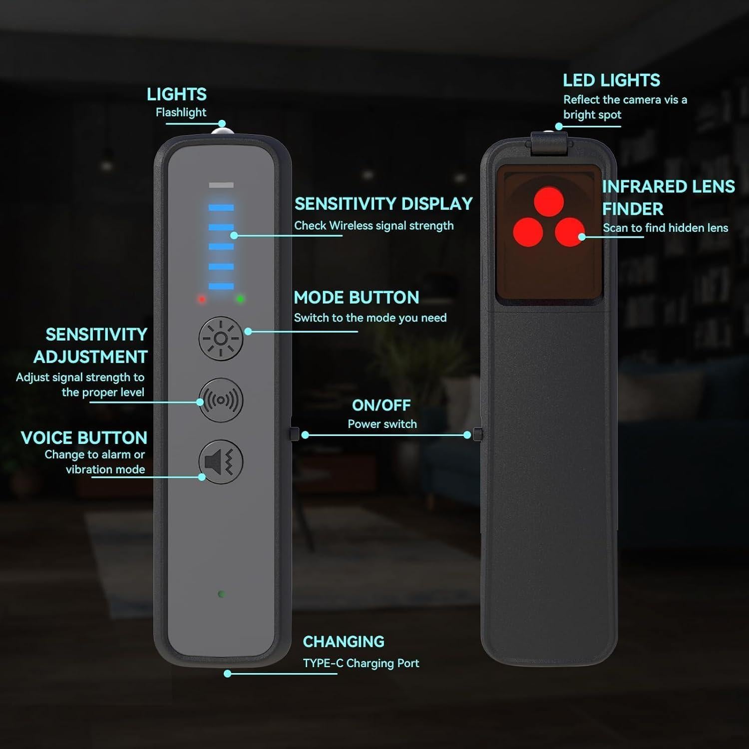 Detector de Cámaras Ocultas PAISLEYS C2 - Anti Espionaje Inalámbrico