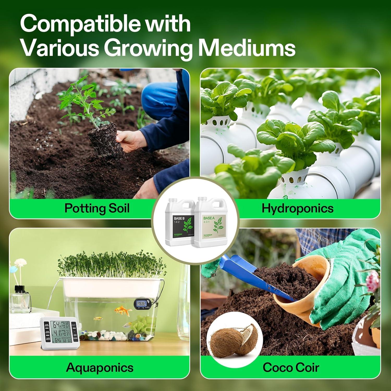 Nutrientes Líquidos Base A y B VIVOSUN 0.95L Fertilizante