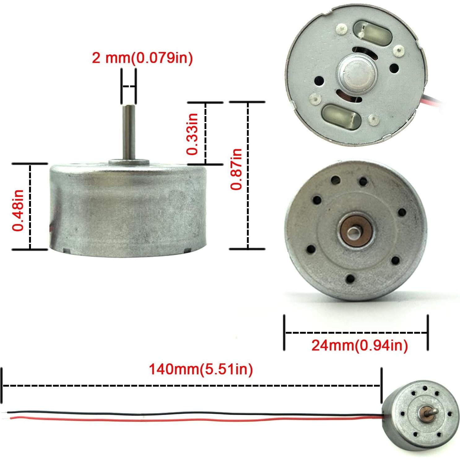 Motor DC EUDAX 3V-12V 6500 RPM para Juguetes y Proyectos
