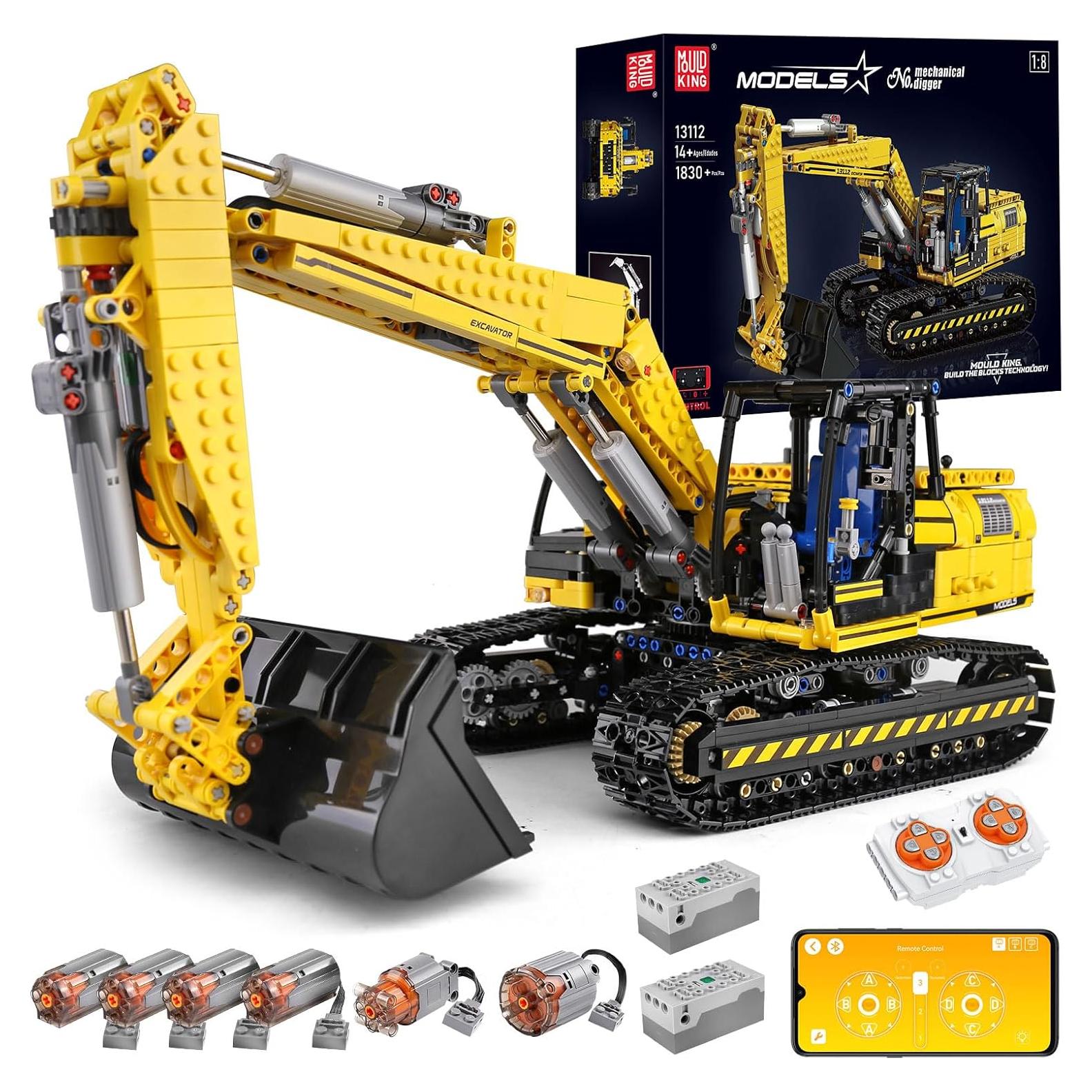 Excavadora RC Mould King 13112 1830 Piezas Control Remoto