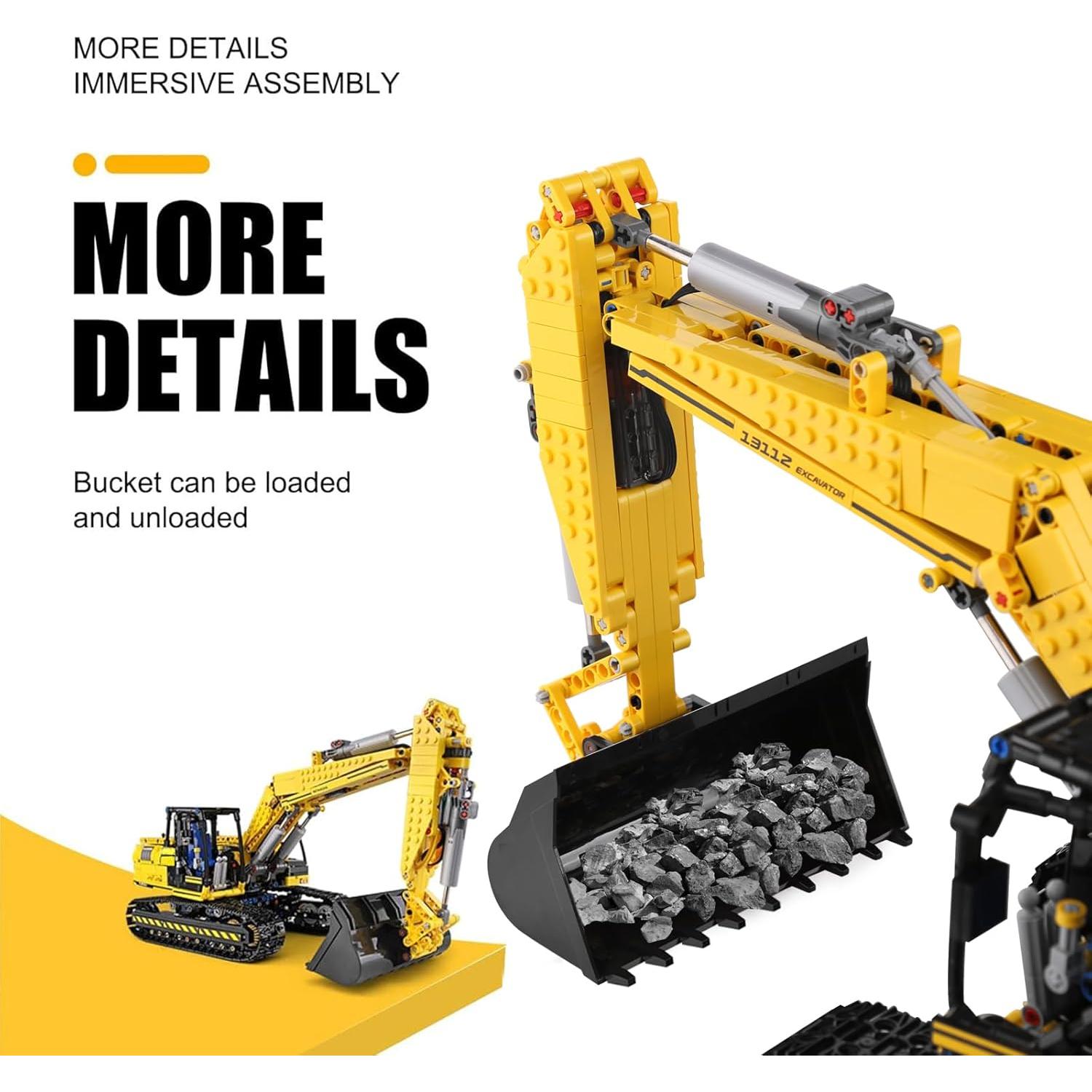 Excavadora RC Mould King 13112 1830 Piezas Control Remoto