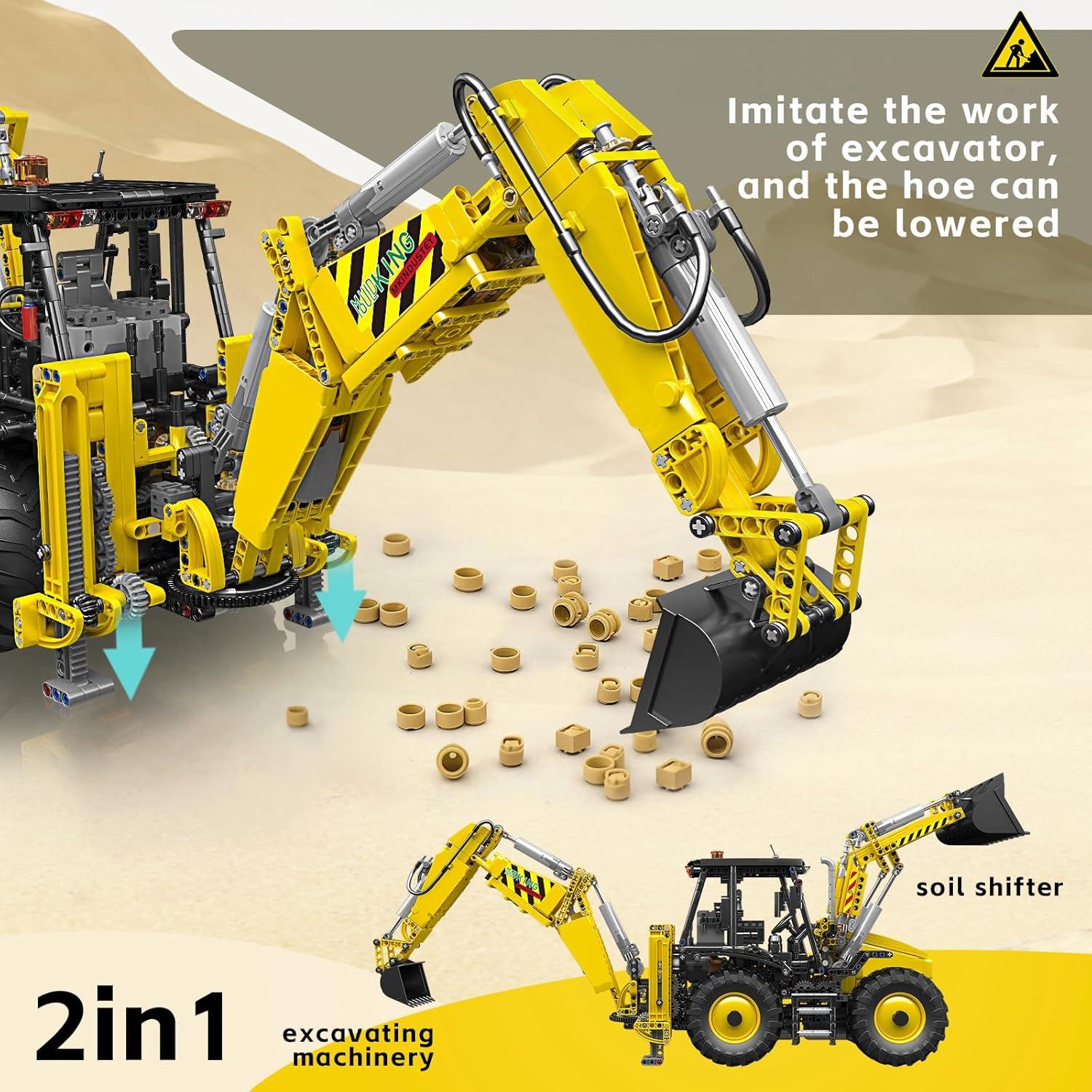 Mould King 17036 Excavadora y Bulldozer RC 2 en 1 2239 Piezas