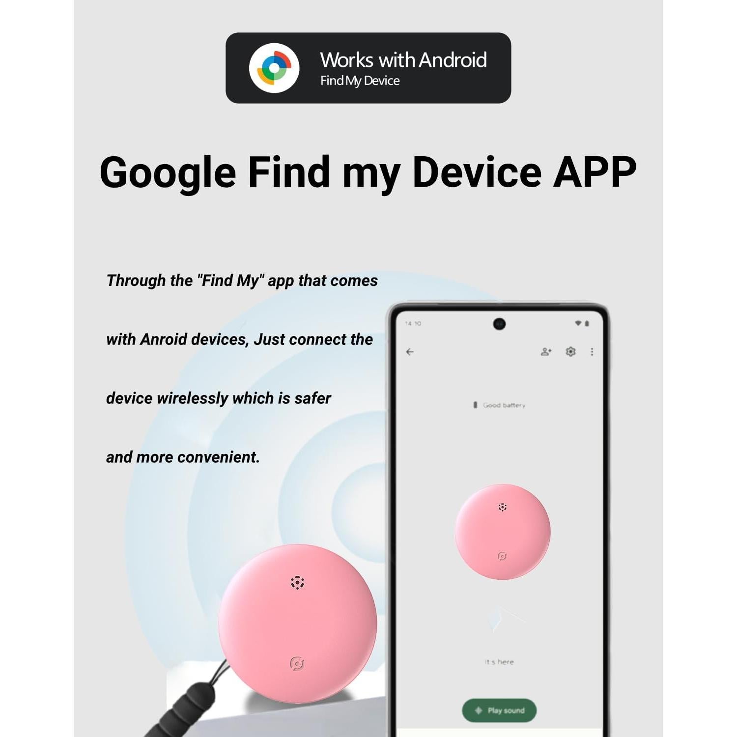 Rastreador Bluetooth Olytra para Android Rosa - Etiqueta GPS