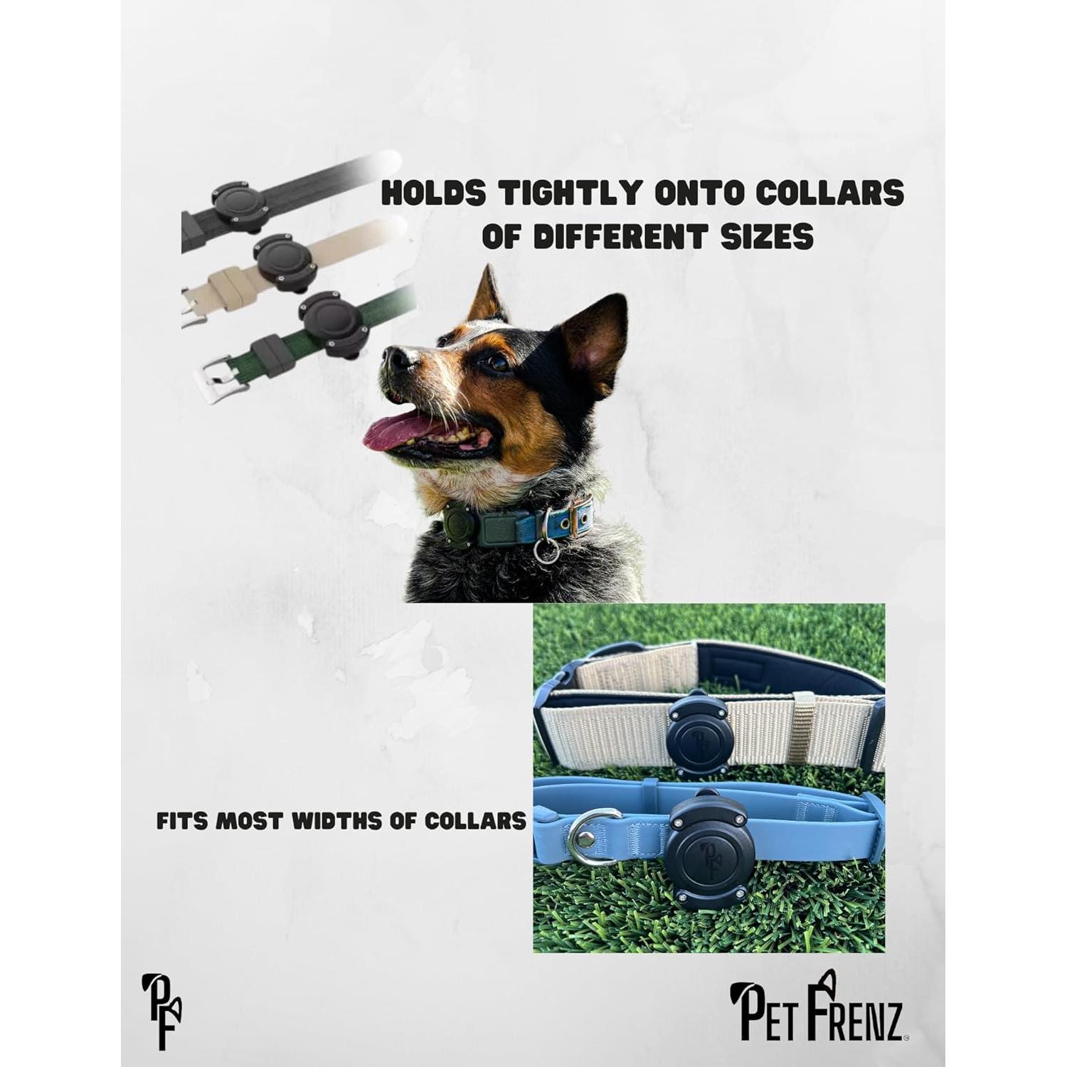 Dog Collar AirTag Holder, Extra-Durable, Lightweight, IPX8 Waterproof, Track Your Pet, Track Your Pet with No Subscription, for Dog Or Cat, AirTag Case Black, 1 Pack, Pet Frenz™