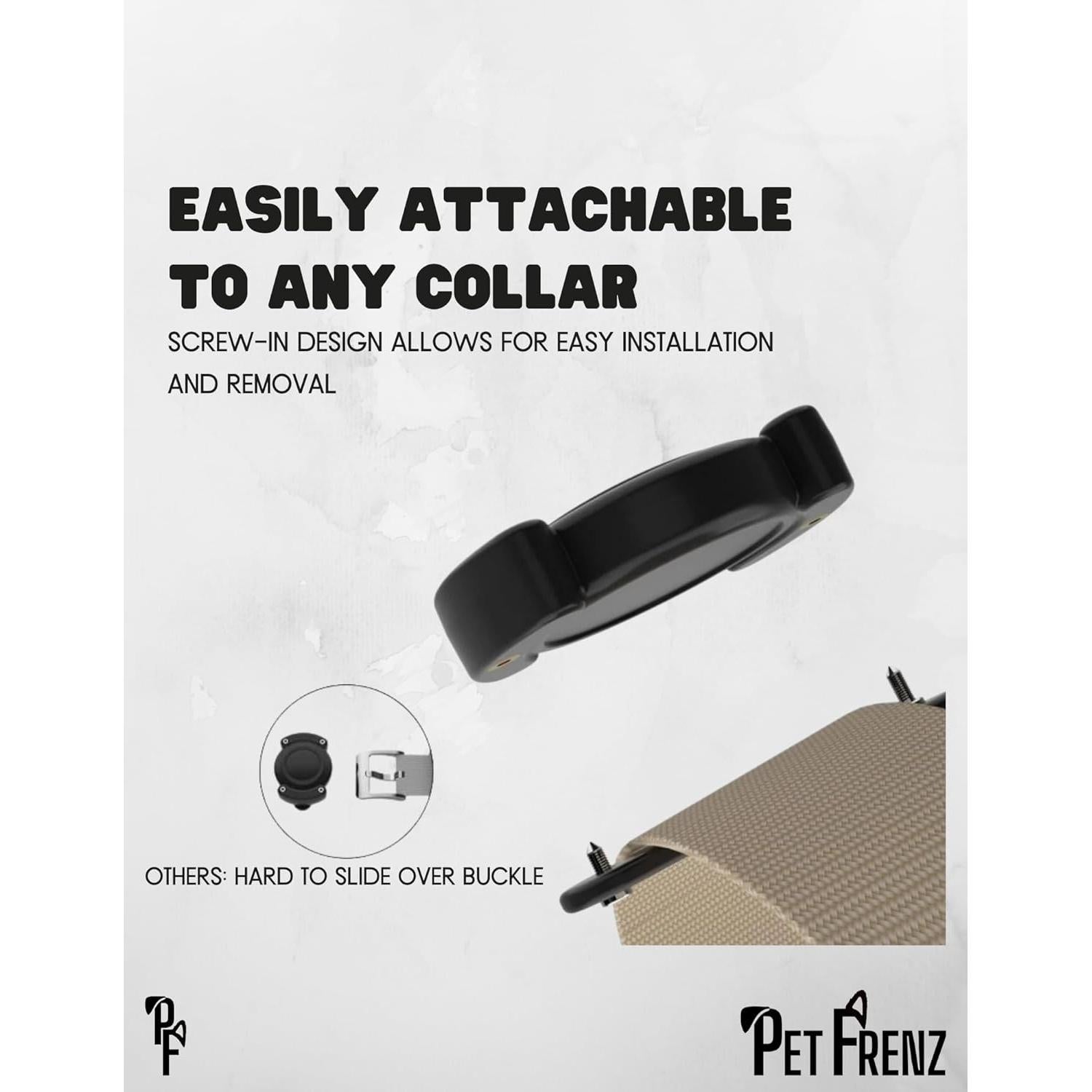 Dog Collar AirTag Holder, Extra-Durable, Lightweight, IPX8 Waterproof, Track Your Pet, Track Your Pet with No Subscription, for Dog Or Cat, AirTag Case Black, 1 Pack, Pet Frenz™