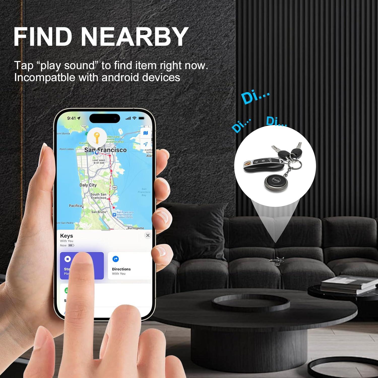 SMARTLB Leather Air Tag Tracker Work for Apple Find My (iOS Only), Air Tags GPS Tracker Tag for Dogs,Cats,Luggage, Keys, Backpack, Satchel Etc. (2Pack Black&BWMix)