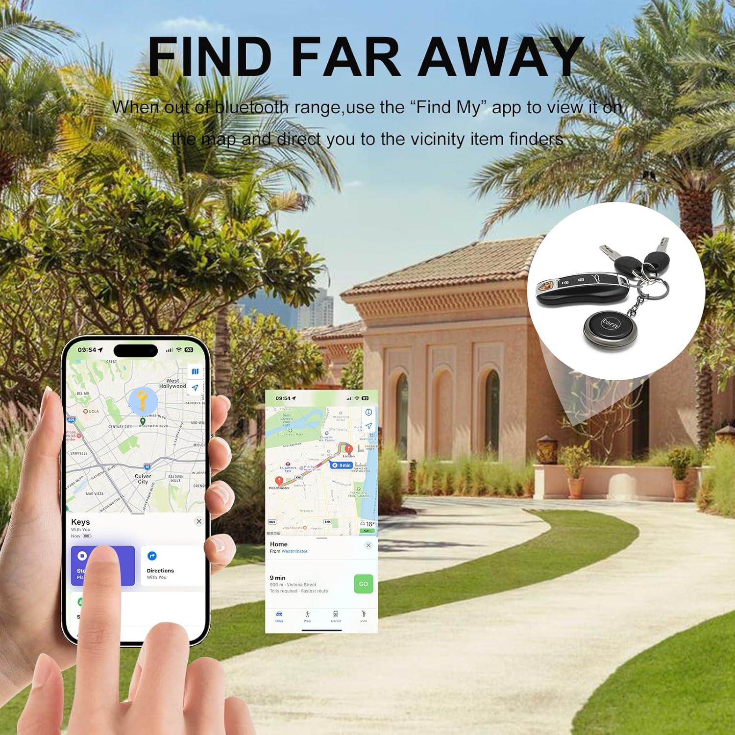 SMARTLB Leather Air Tag Tracker Work for Apple Find My (iOS Only), Air Tags GPS Tracker Tag for Dogs,Cats,Luggage, Keys, Backpack, Satchel Etc. (2Pack Black&BWMix)