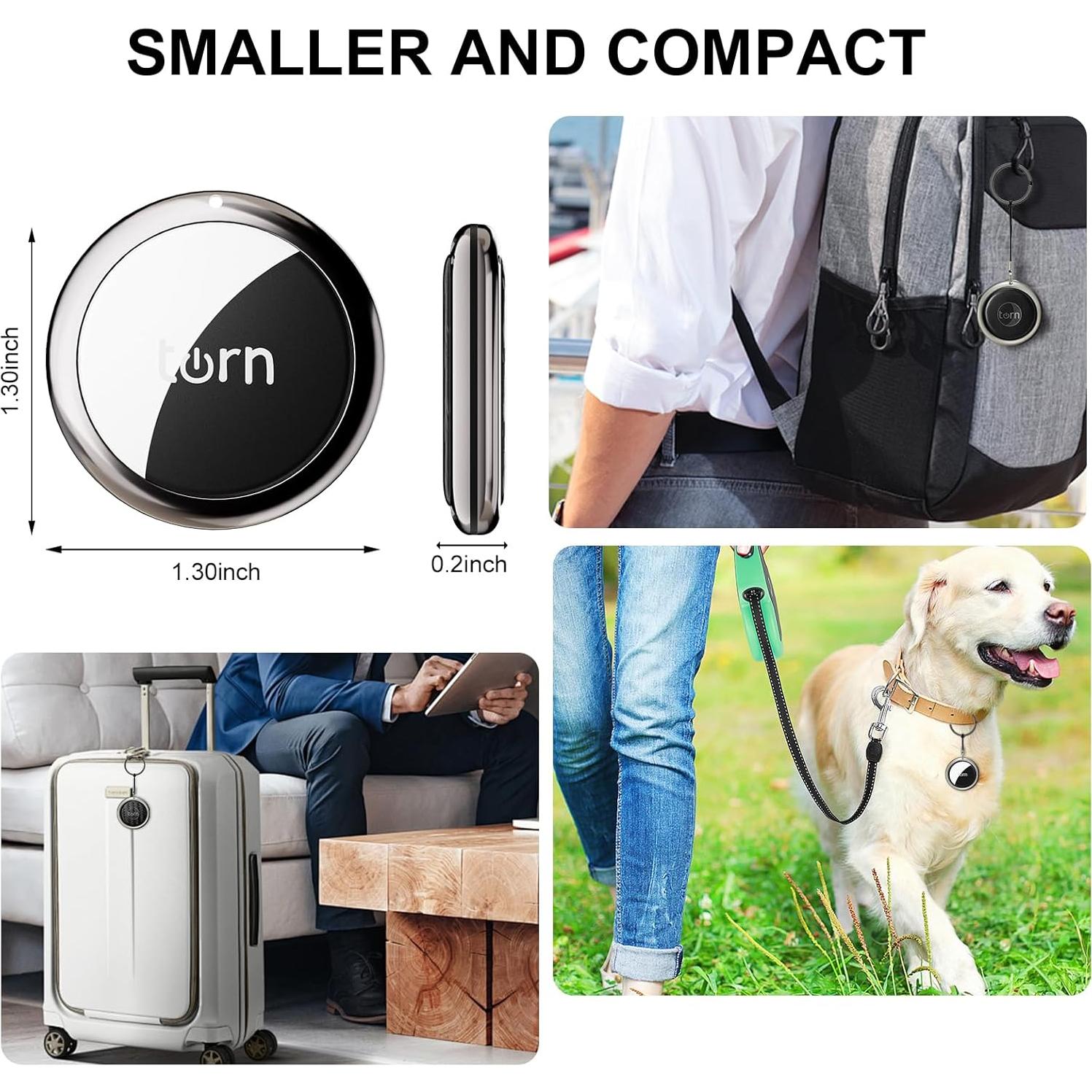 SMARTLB Leather Air Tag Tracker Work for Apple Find My (iOS Only), Air Tags GPS Tracker Tag for Dogs,Cats,Luggage, Keys, Backpack, Satchel Etc. (2Pack Black&BWMix)