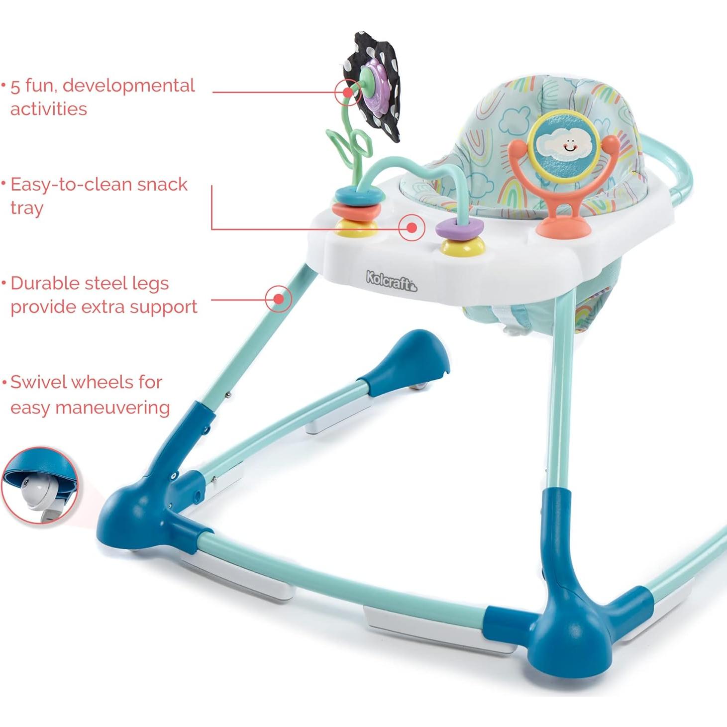 Andador 2-en-1 Kolcraft Tiny Steps para Bebés Nubes y Arcoíris