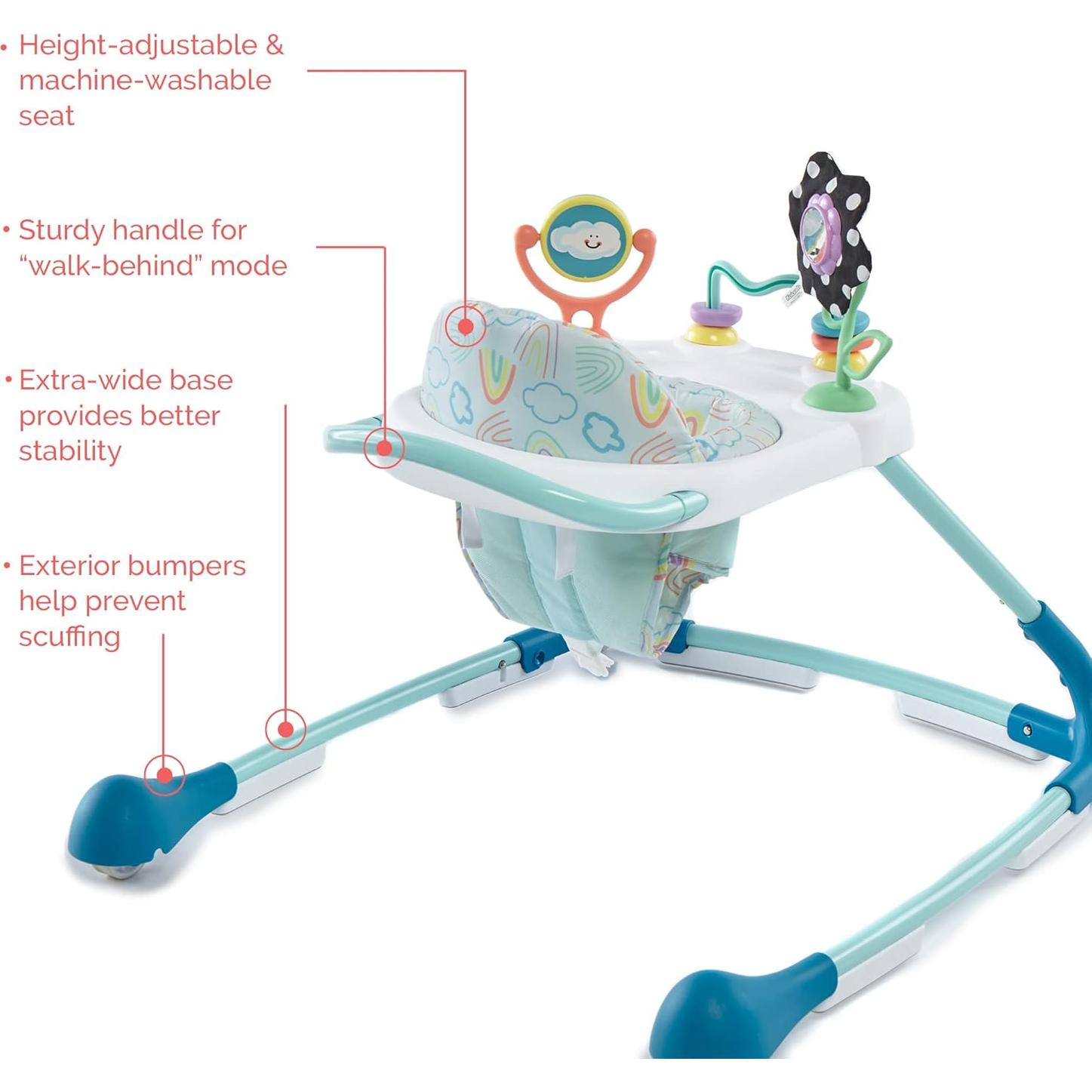 Andador 2-en-1 Kolcraft Tiny Steps para Bebés Nubes y Arcoíris