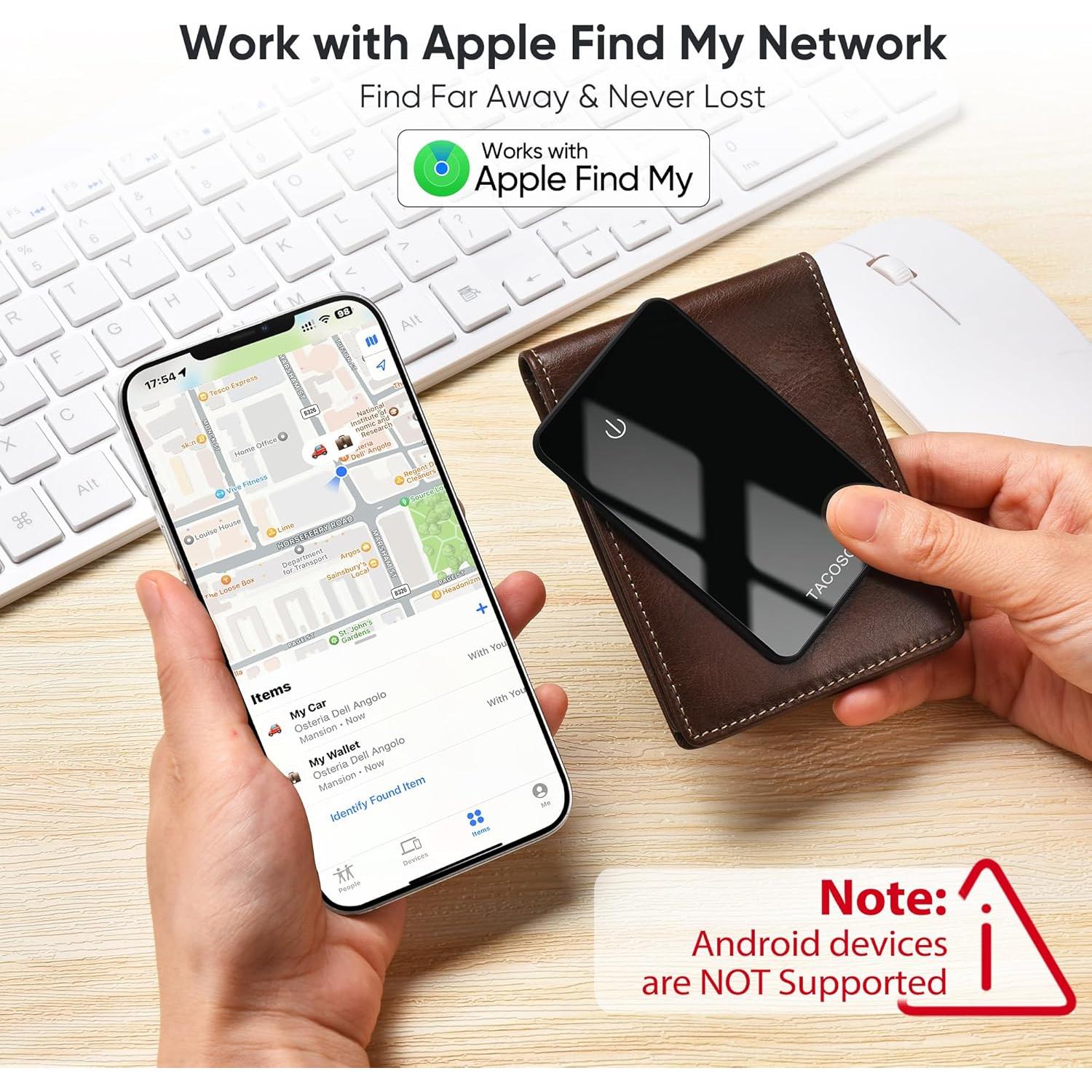 Tarjeta Localizadora Bluetooth TACOSO para Cartera - Negro