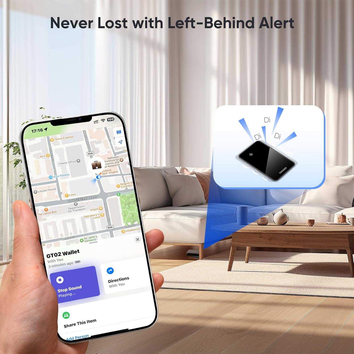 Tarjeta Localizadora Bluetooth TACOSO para Cartera - Negro