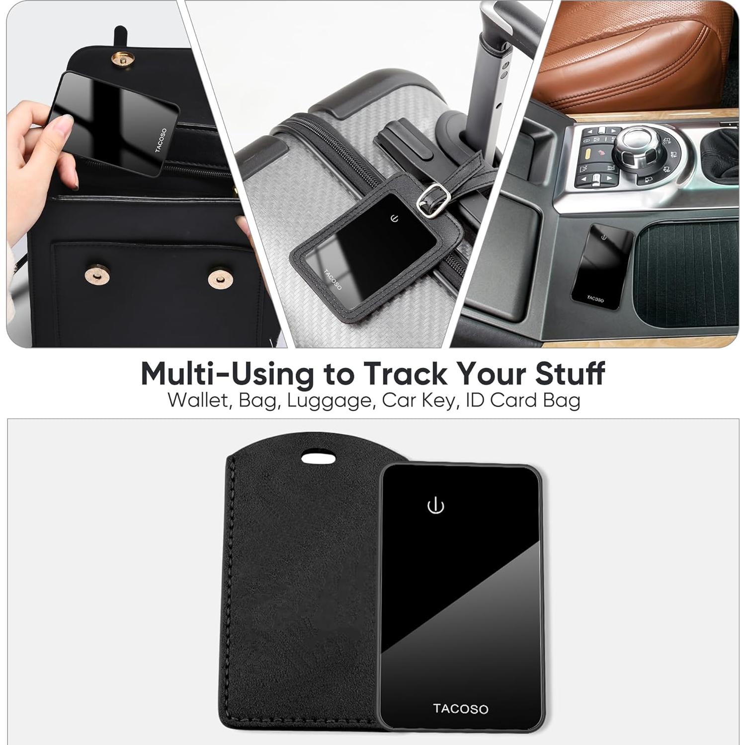 Tarjeta Localizadora Bluetooth TACOSO para Cartera - Negro