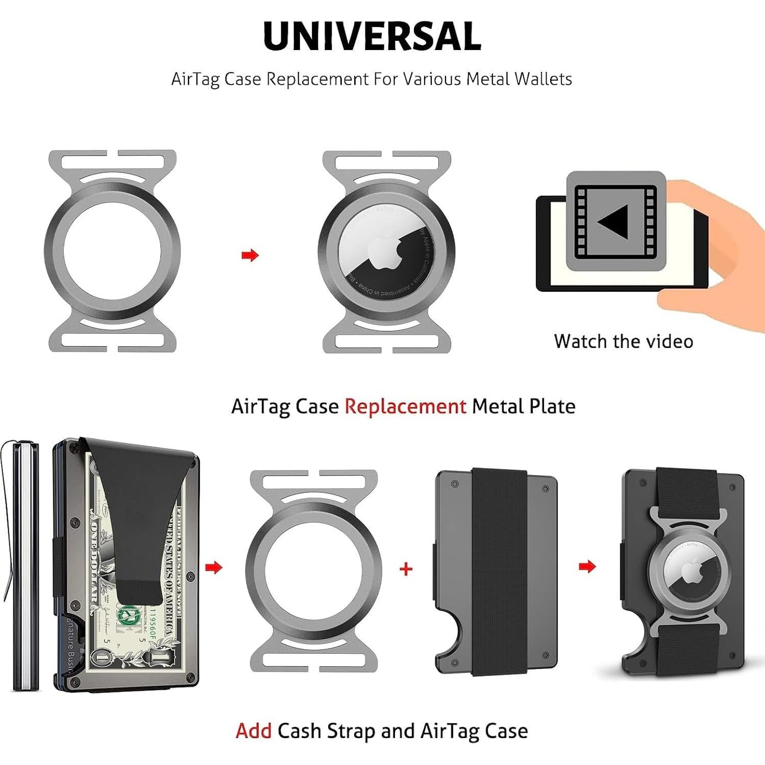 Soporte AirTag para Cartera Minimalista Loovike - Negro