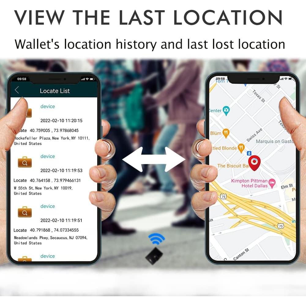 Billetera Bluetooth anti-pérdida cuero genuino negro