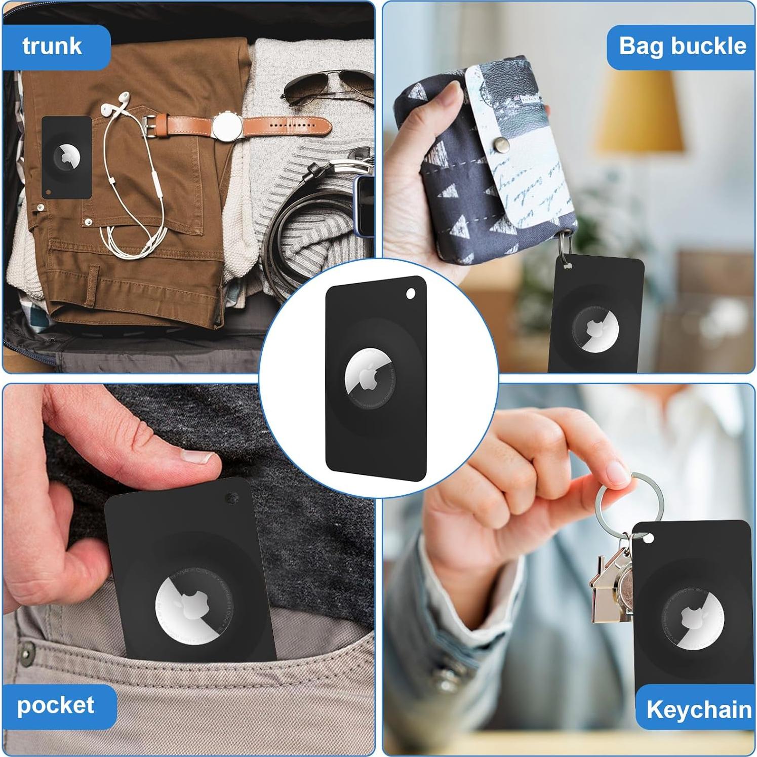 Soporte de Cartera para AirTag Heliqxwl Negro - 2 Pcs