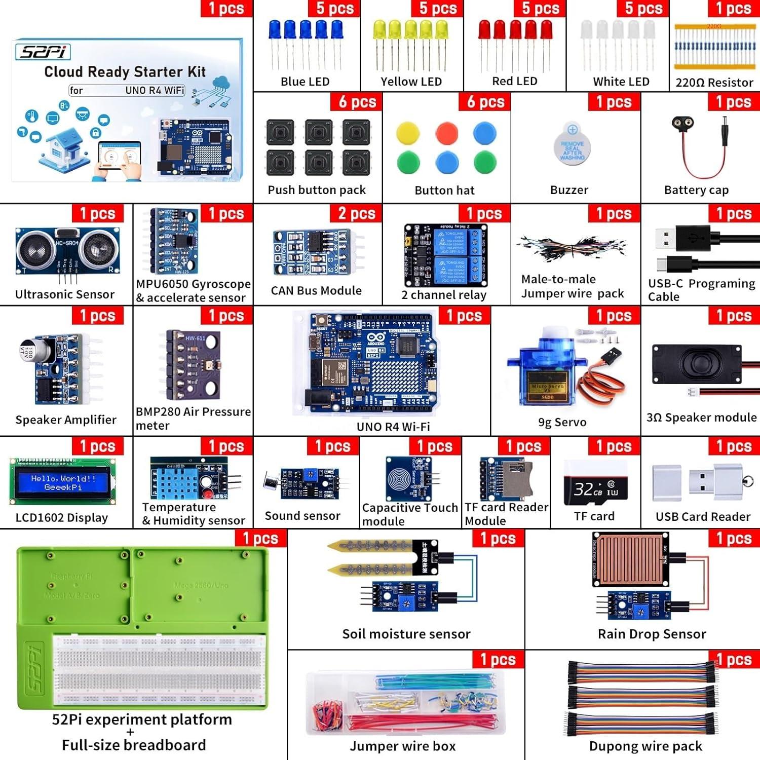 Kit de Inicio GeeekPi UNO R4 WiFi Bluetooth IoT 0.94kg