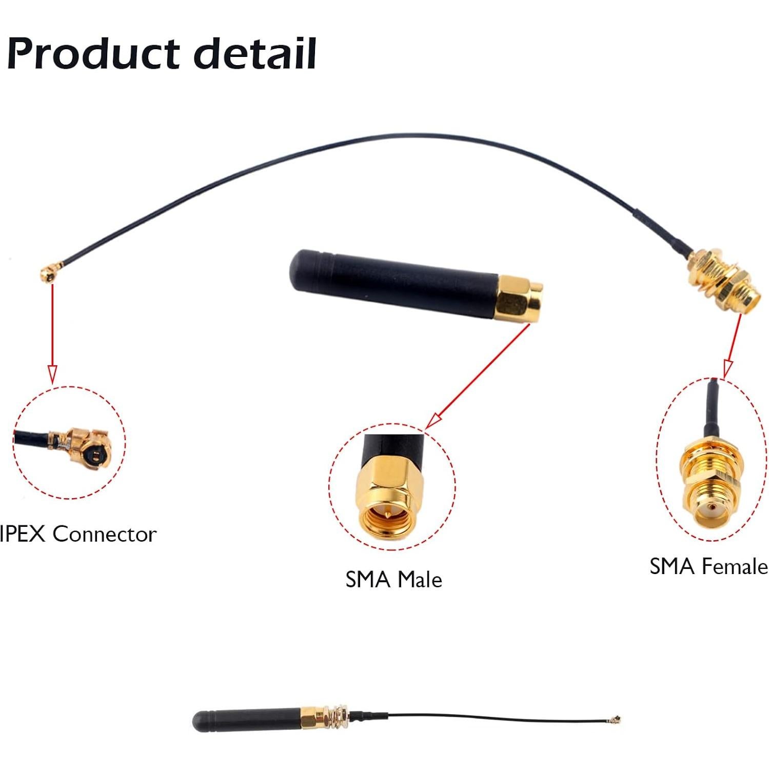 4 Antenas LoRa 915MHz U.FL IPEX a SMA Geekstory