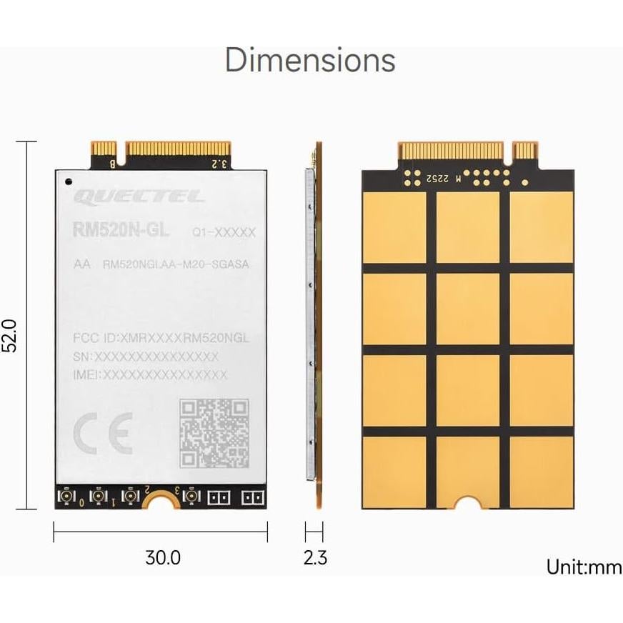Módulo 5G Waveshare RM520N-GL M.2 Sub-6G para IoT