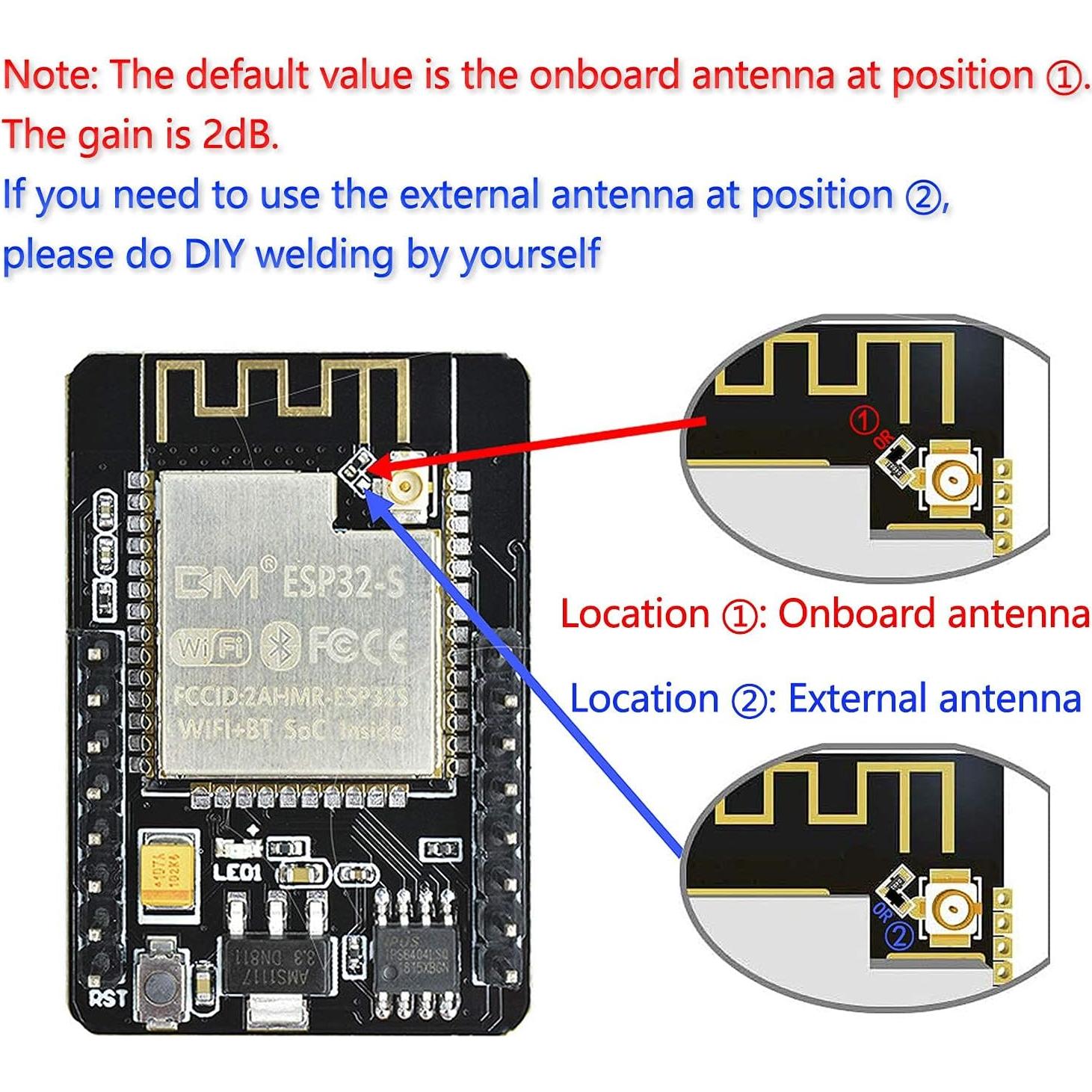 2PCS Módulo Cámara ESP32-CAM-MB Aideepen 2MP Micro USB